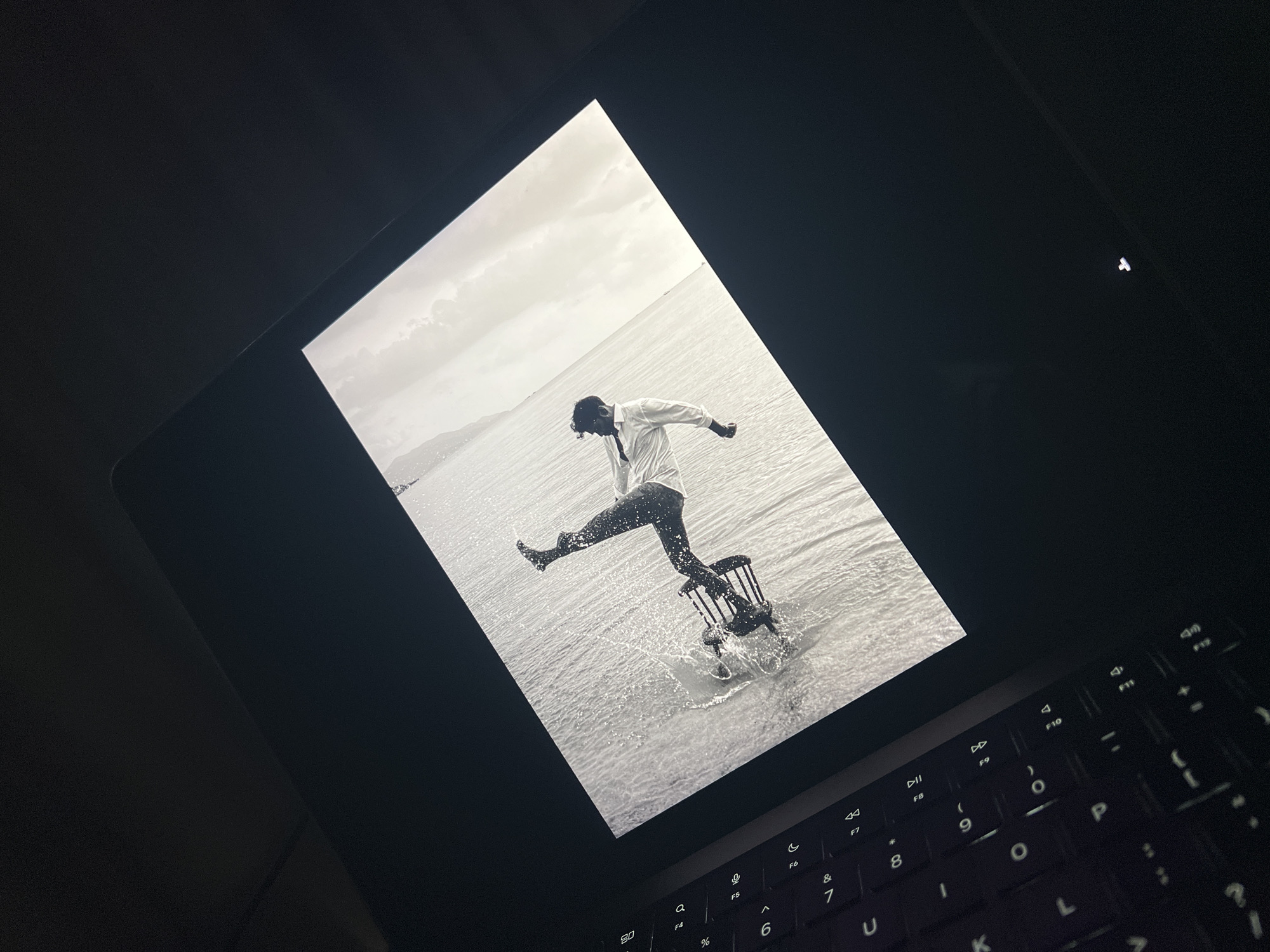 Digital photo editing session with tropical fruit break in Thailand
