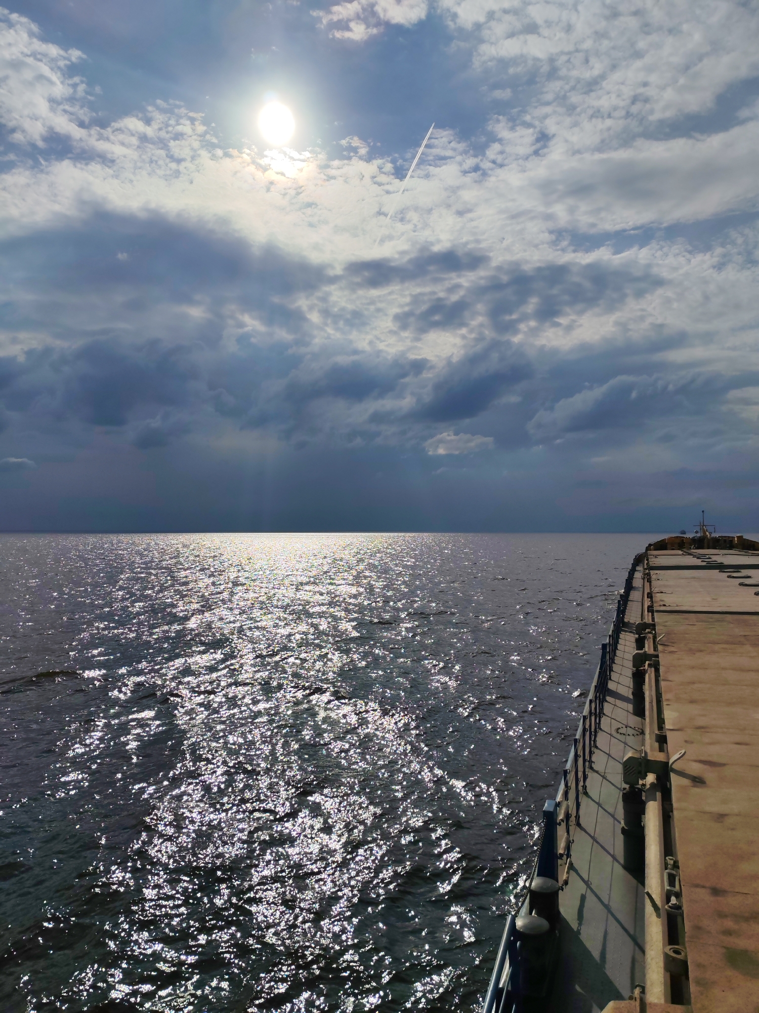 Aboard a cargo vessel crossing open Russian waters