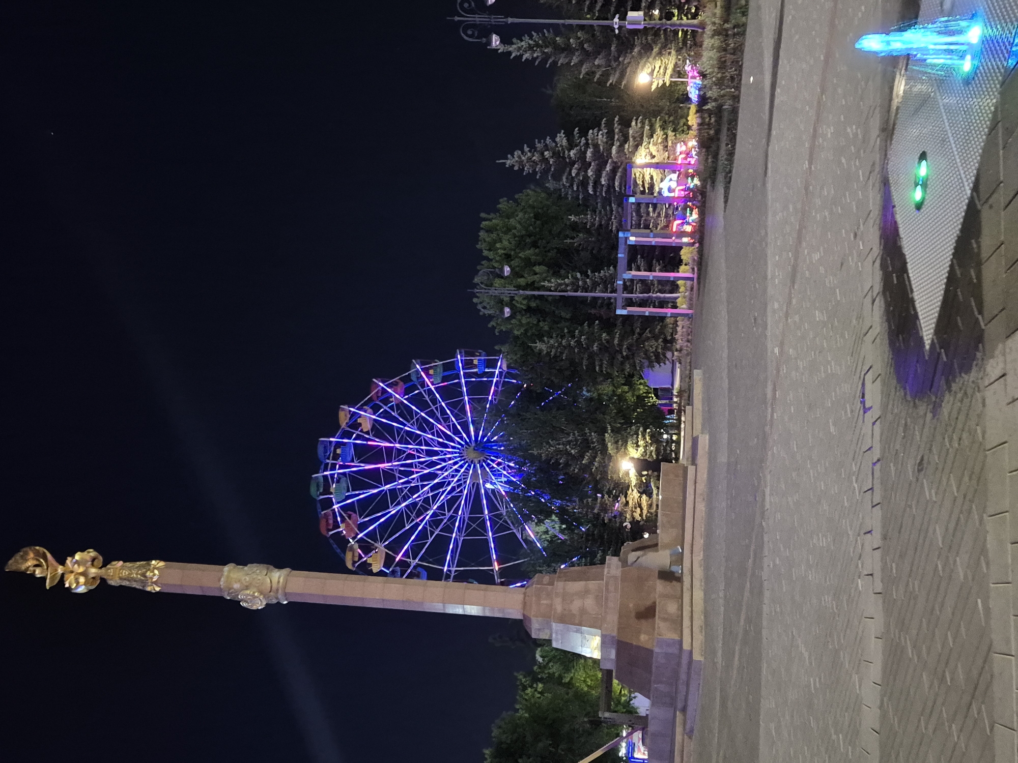 Evening scenes captured across central Kokshetau, Kazakhstan attractions and businesses