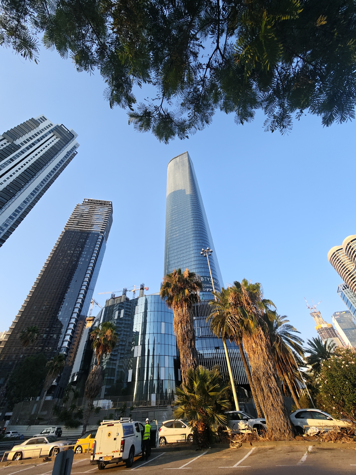 Givatayim's rising skyline and streets, captured in early morning light