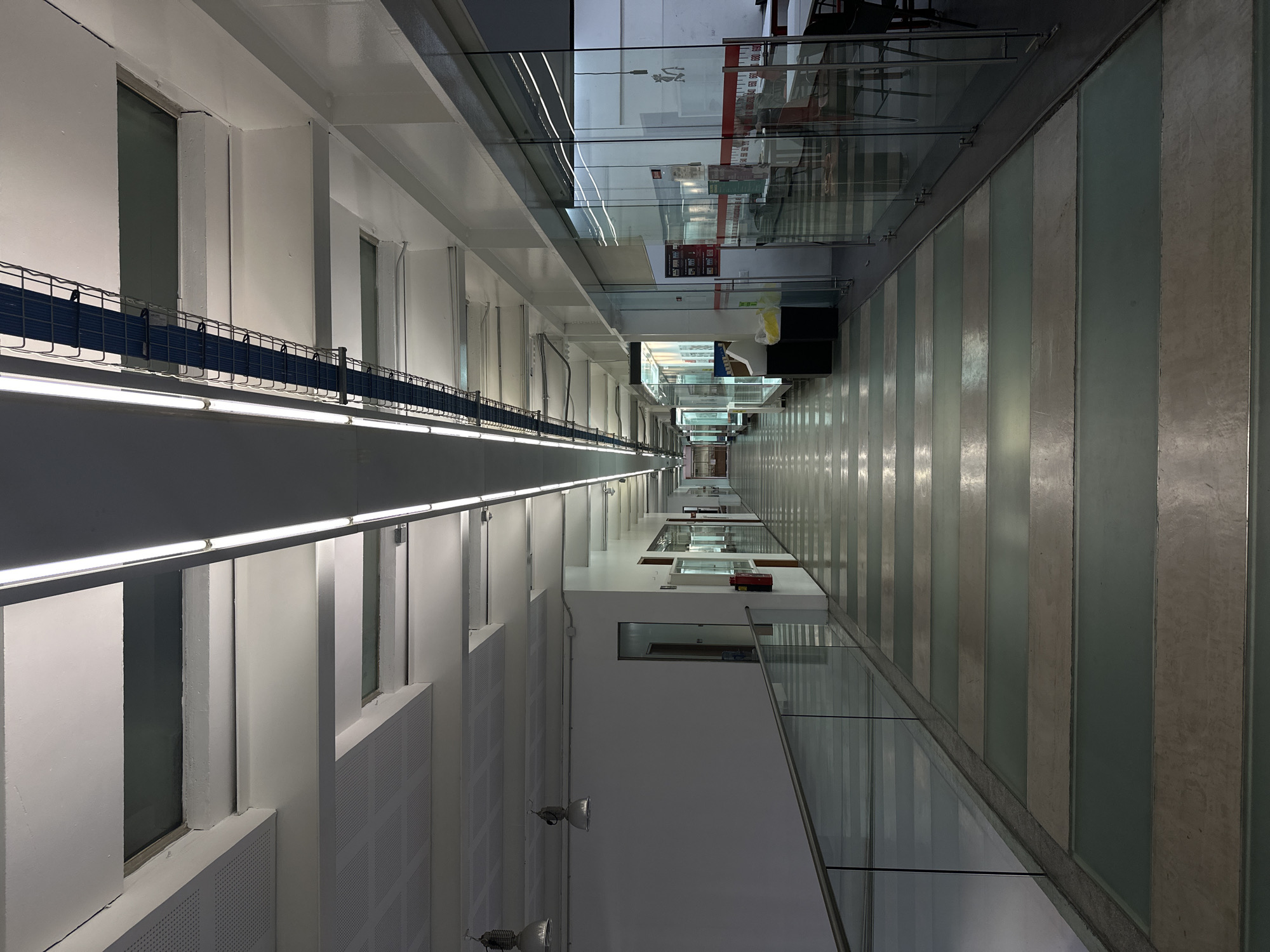 Architectural model and corridor interior documented in Mexico City