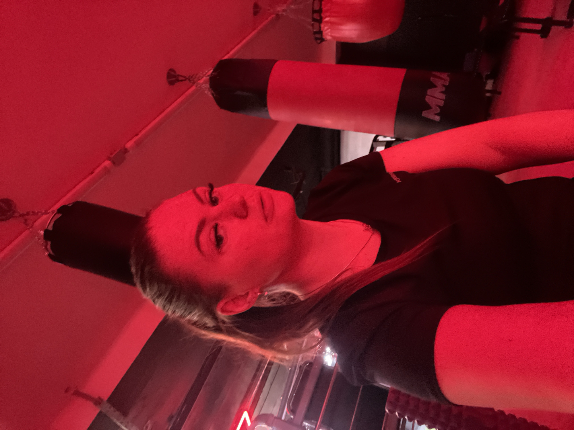 Woman documents workout session at Sevastopol gym facility