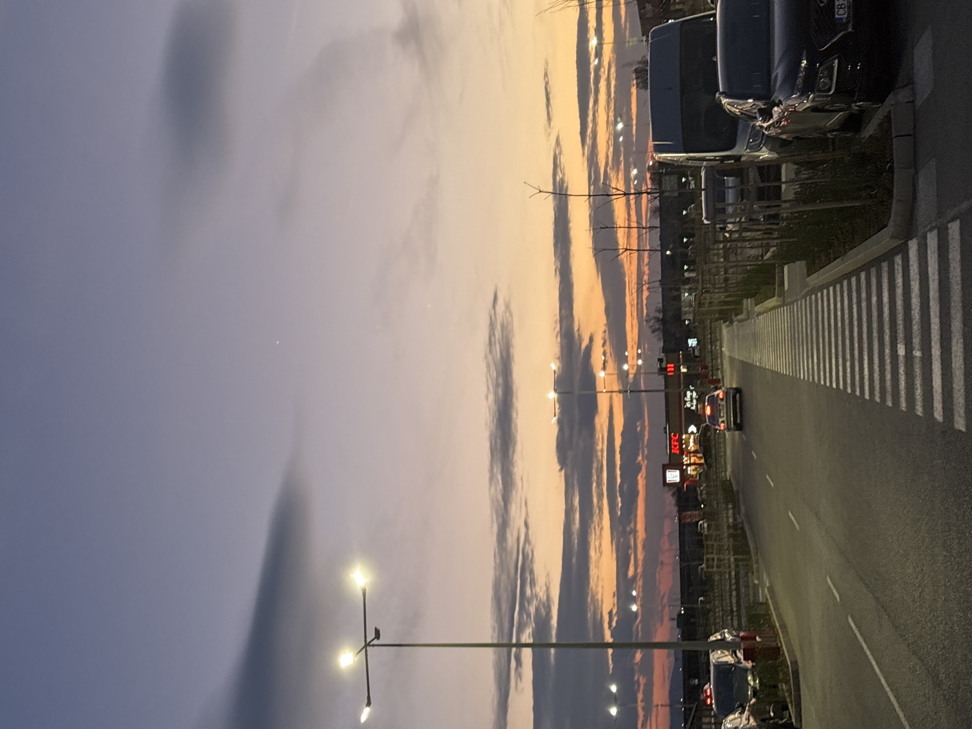 Sunset observed over Sofia parking lot Tuesday evening
