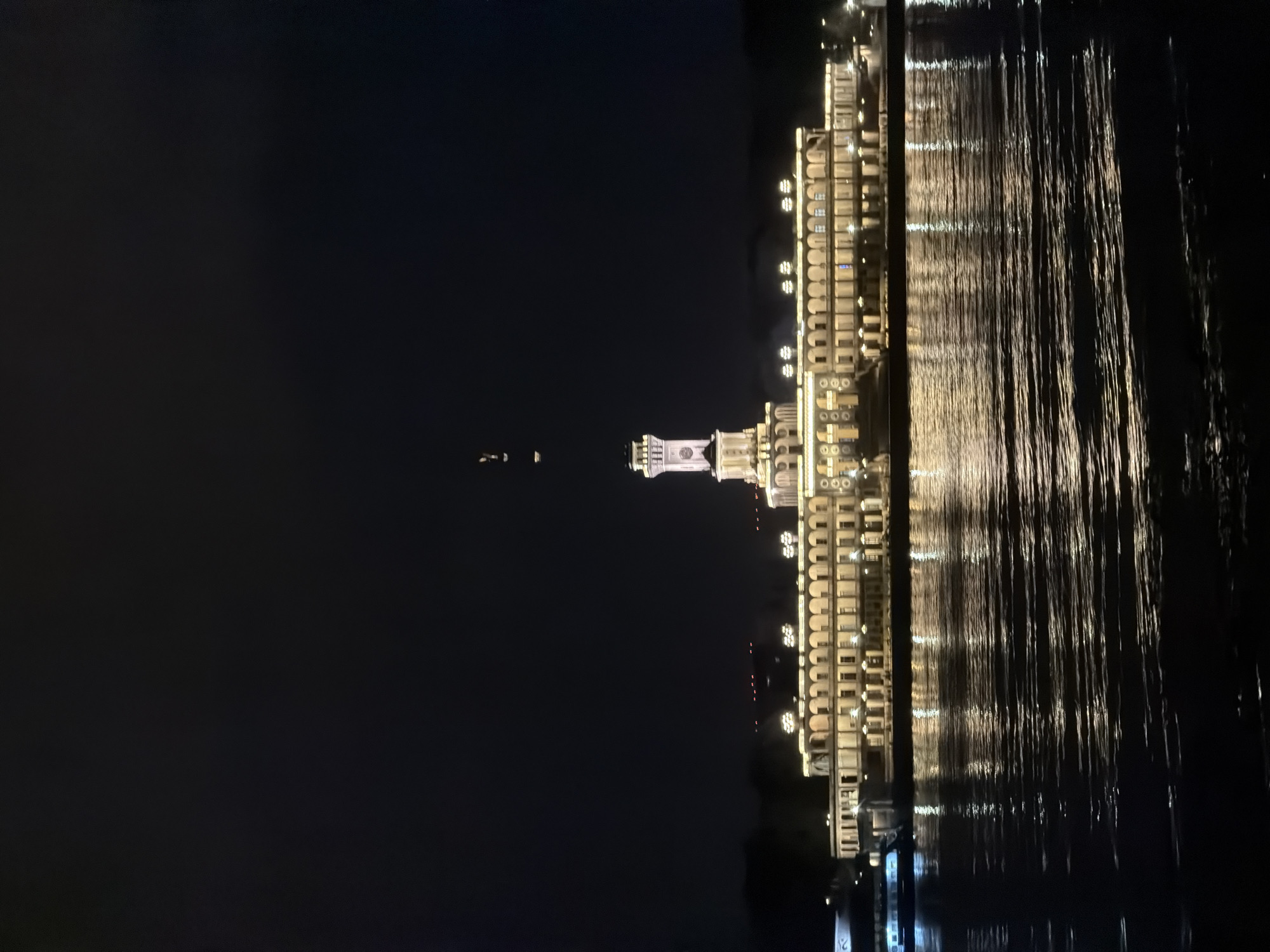 North River Terminal glows at night in Khimki, Russia
