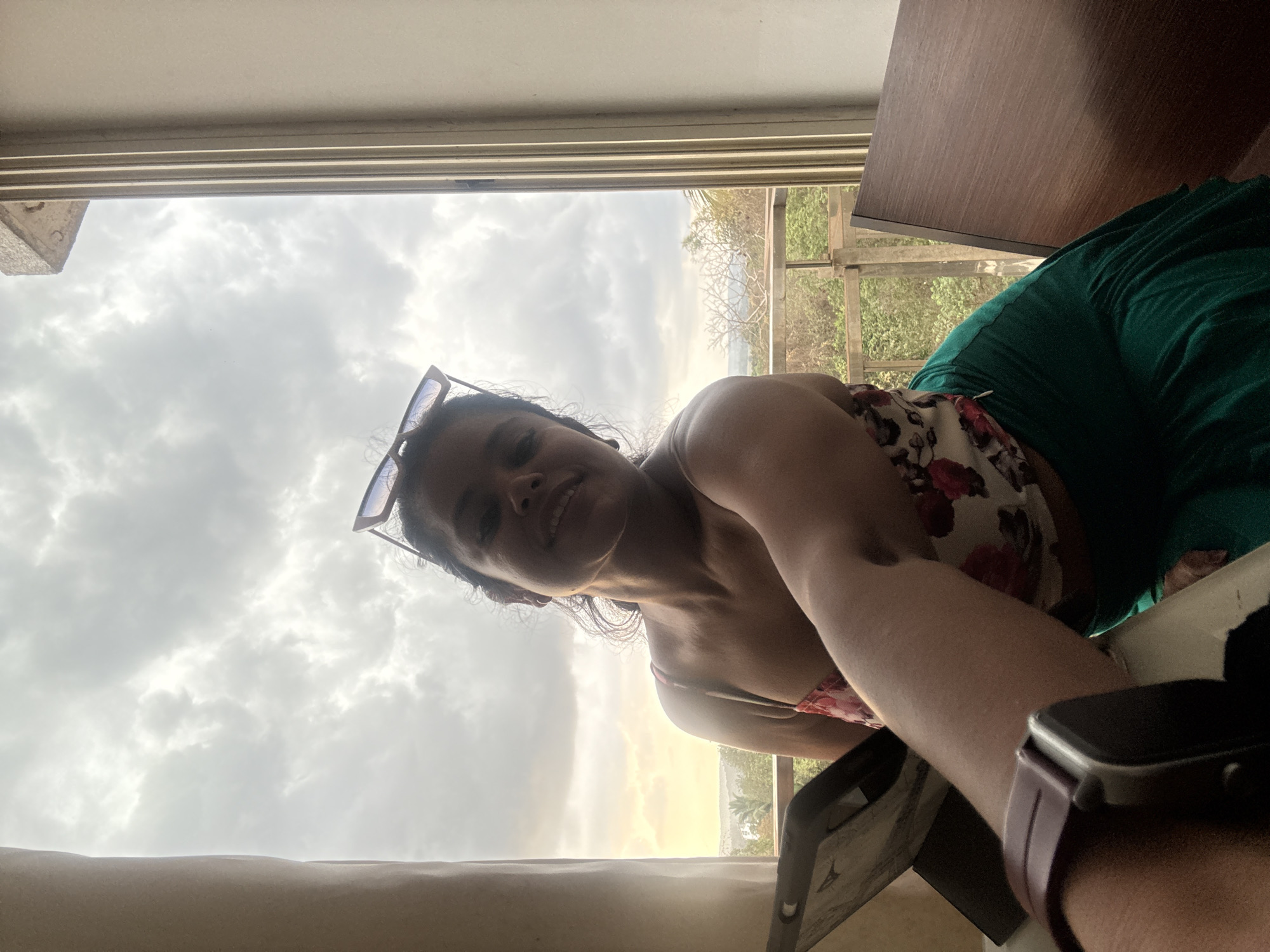 Indoor selfie and overcast sky captured in Sangolda, India