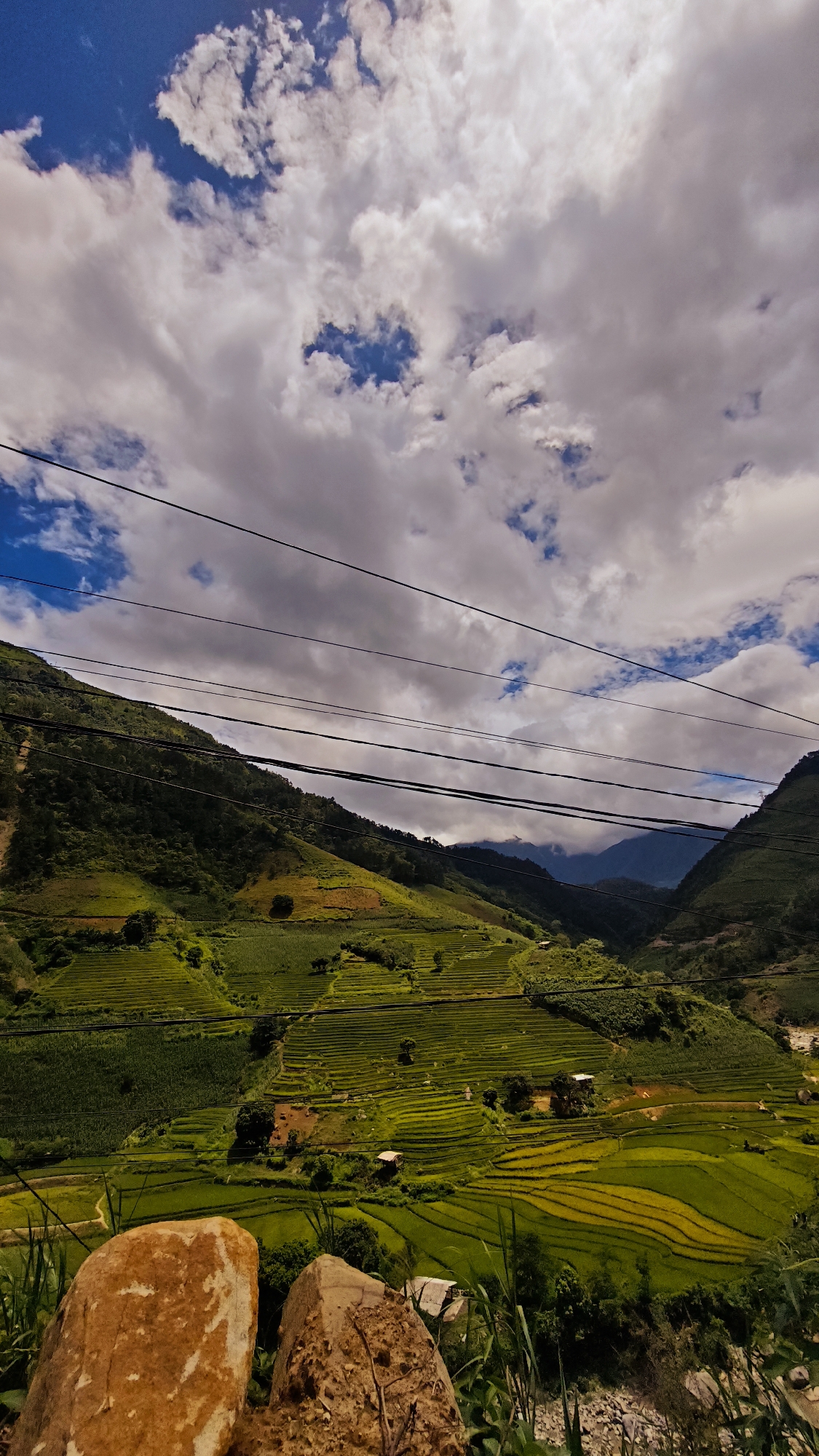 Morning agricultural terraces documented in Tram Tau mountains