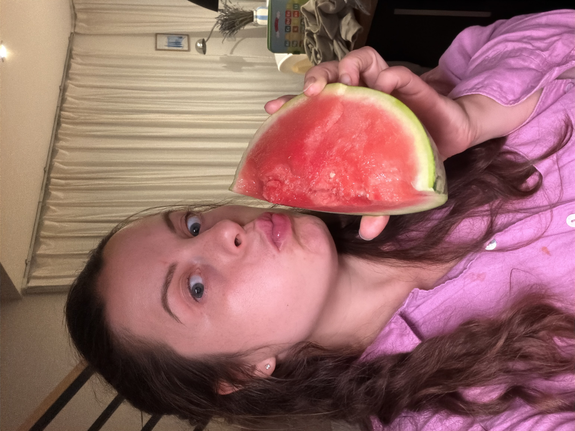 Watermelon moment in a cozy home interior, Gangloff