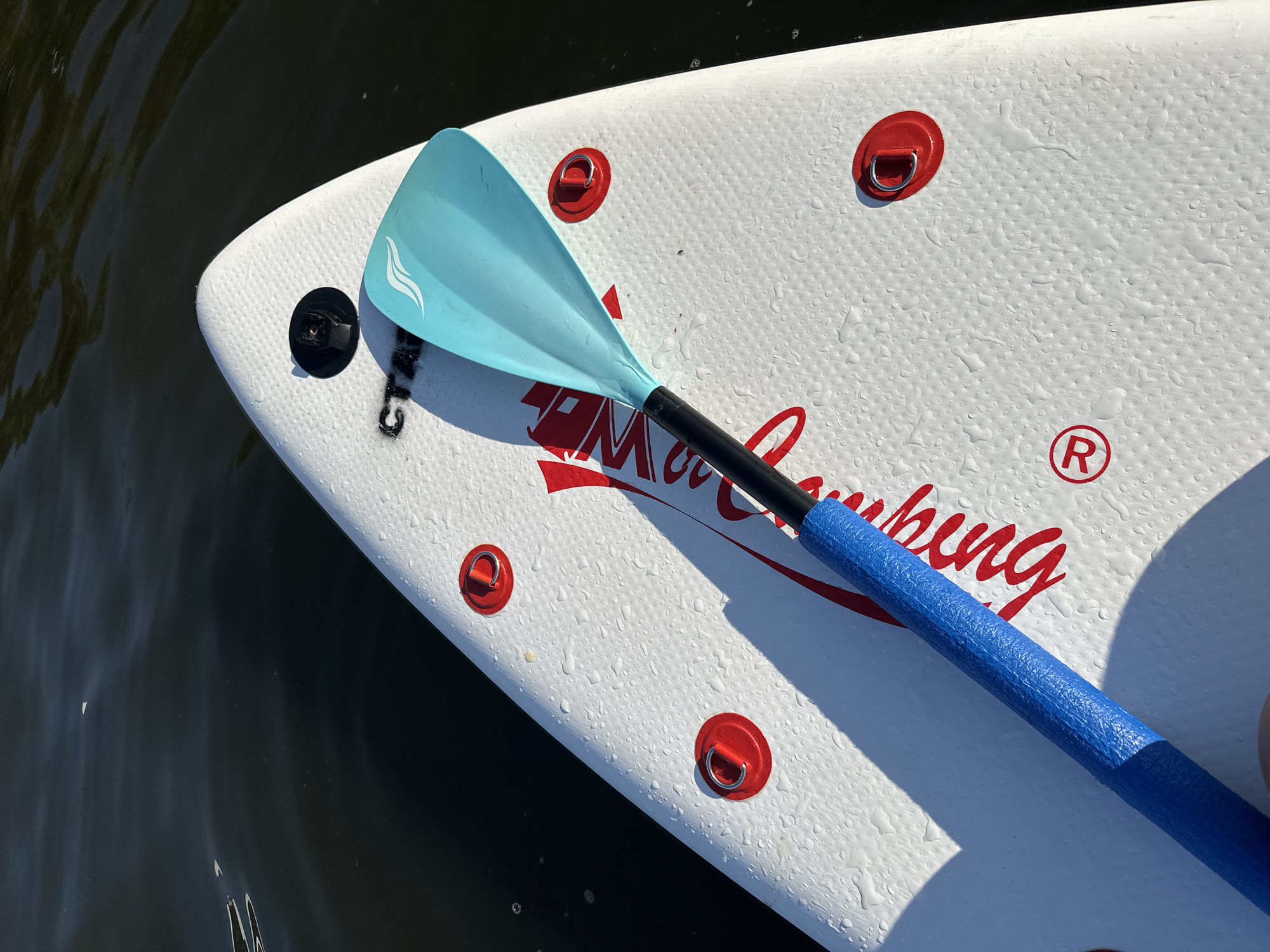 Paddleboarding on Klyazma Reservoir on a summer afternoon