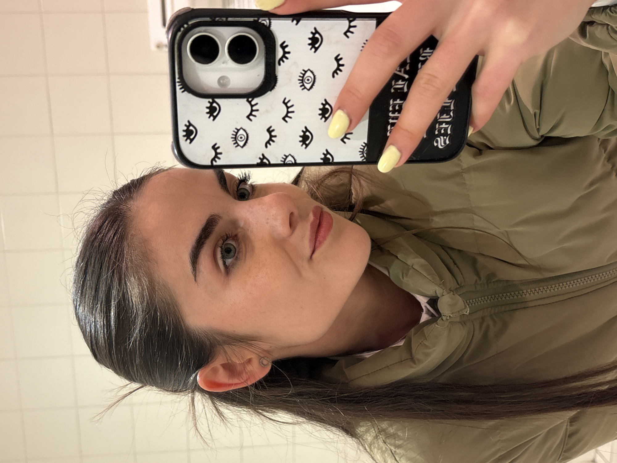 Woman takes bathroom selfie in Kazanlak, Bulgaria
