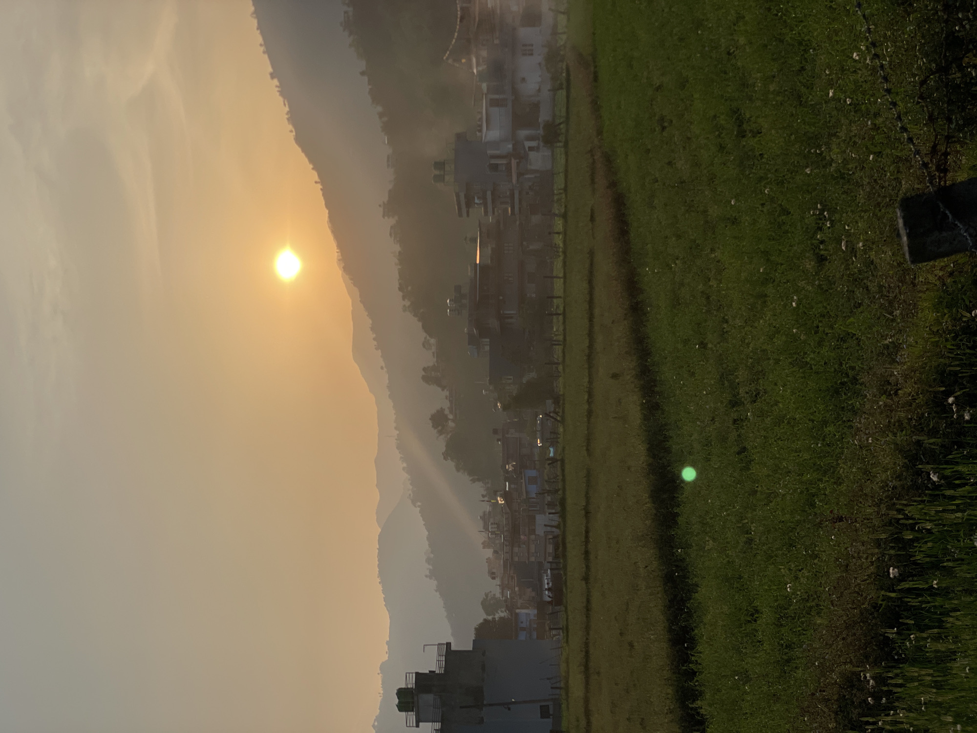 Sunset scene captured on rural road in Pokhara Nepal
