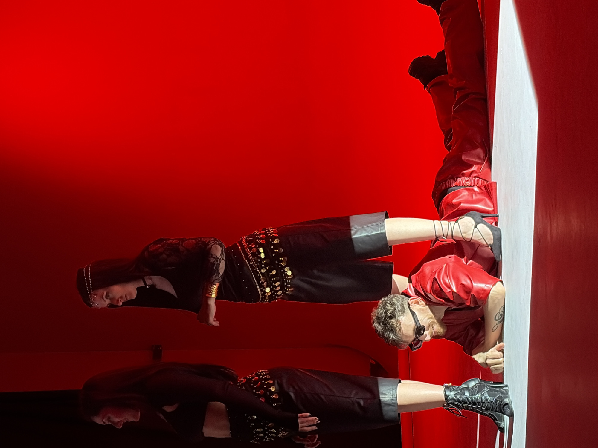 Performance featuring costumed dancers observed in Pancharevo, Bulgaria