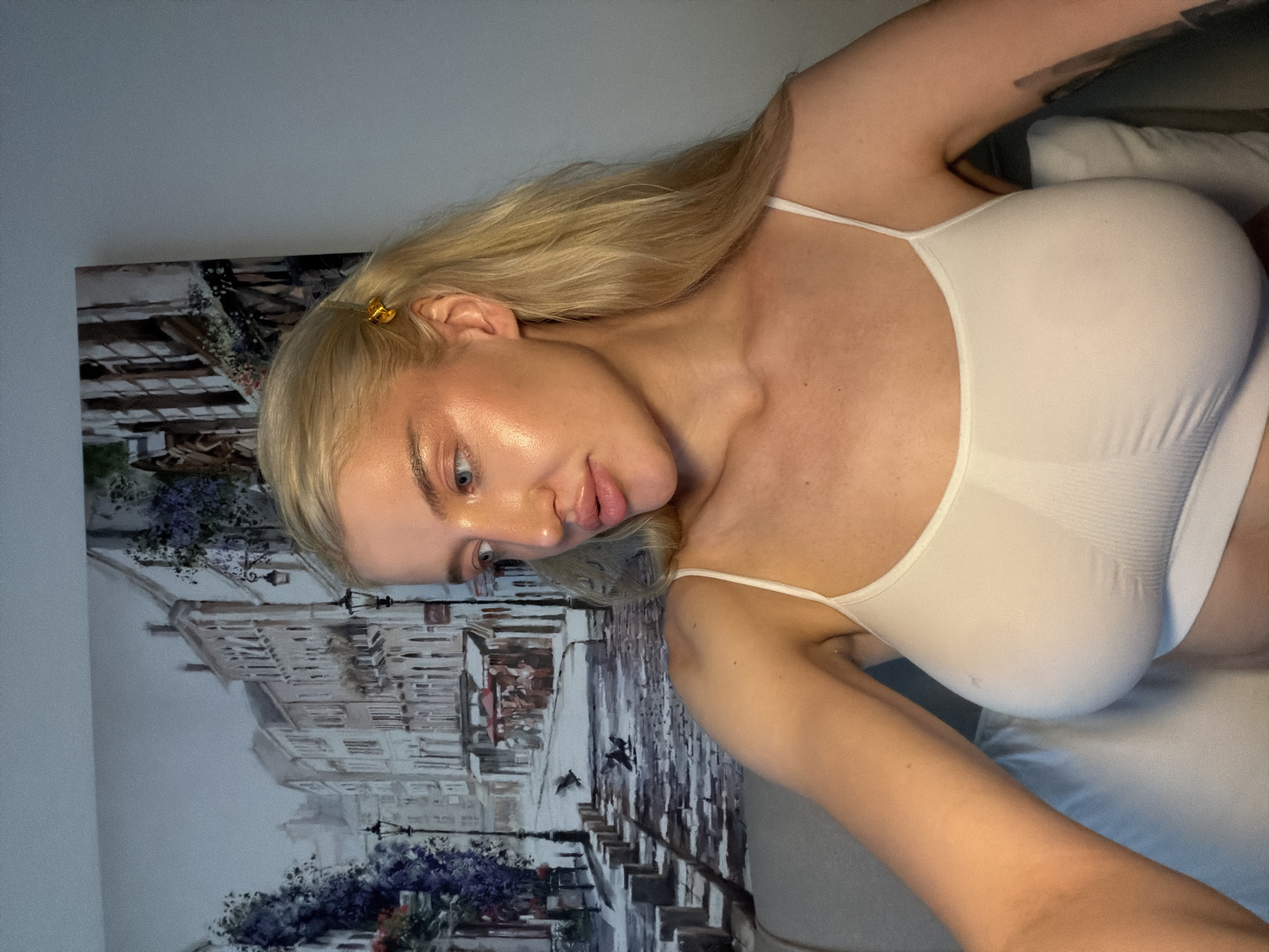 Woman documented in various indoor Belgrade locations