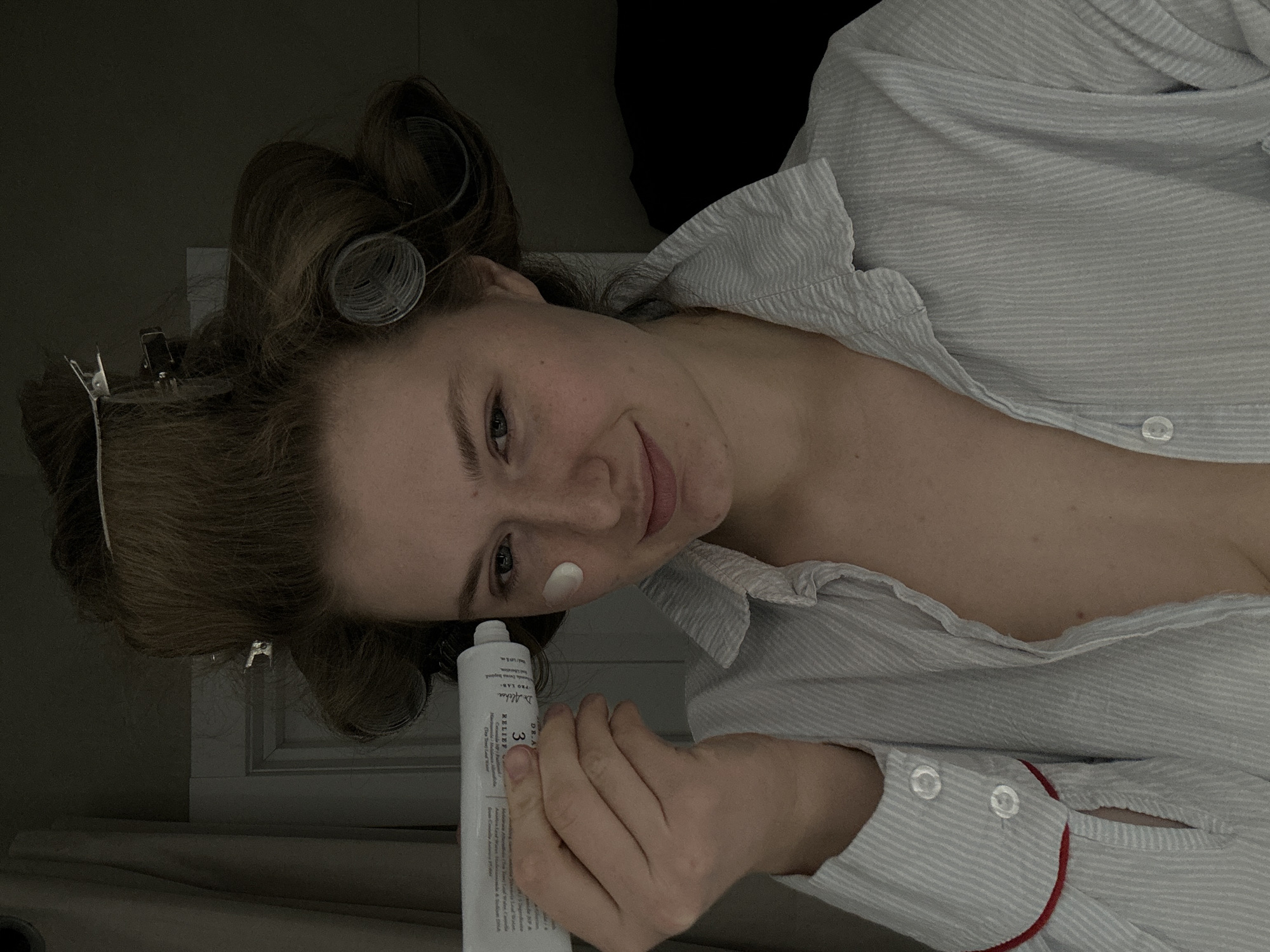 Woman follows nighttime skincare routine in Kazan home