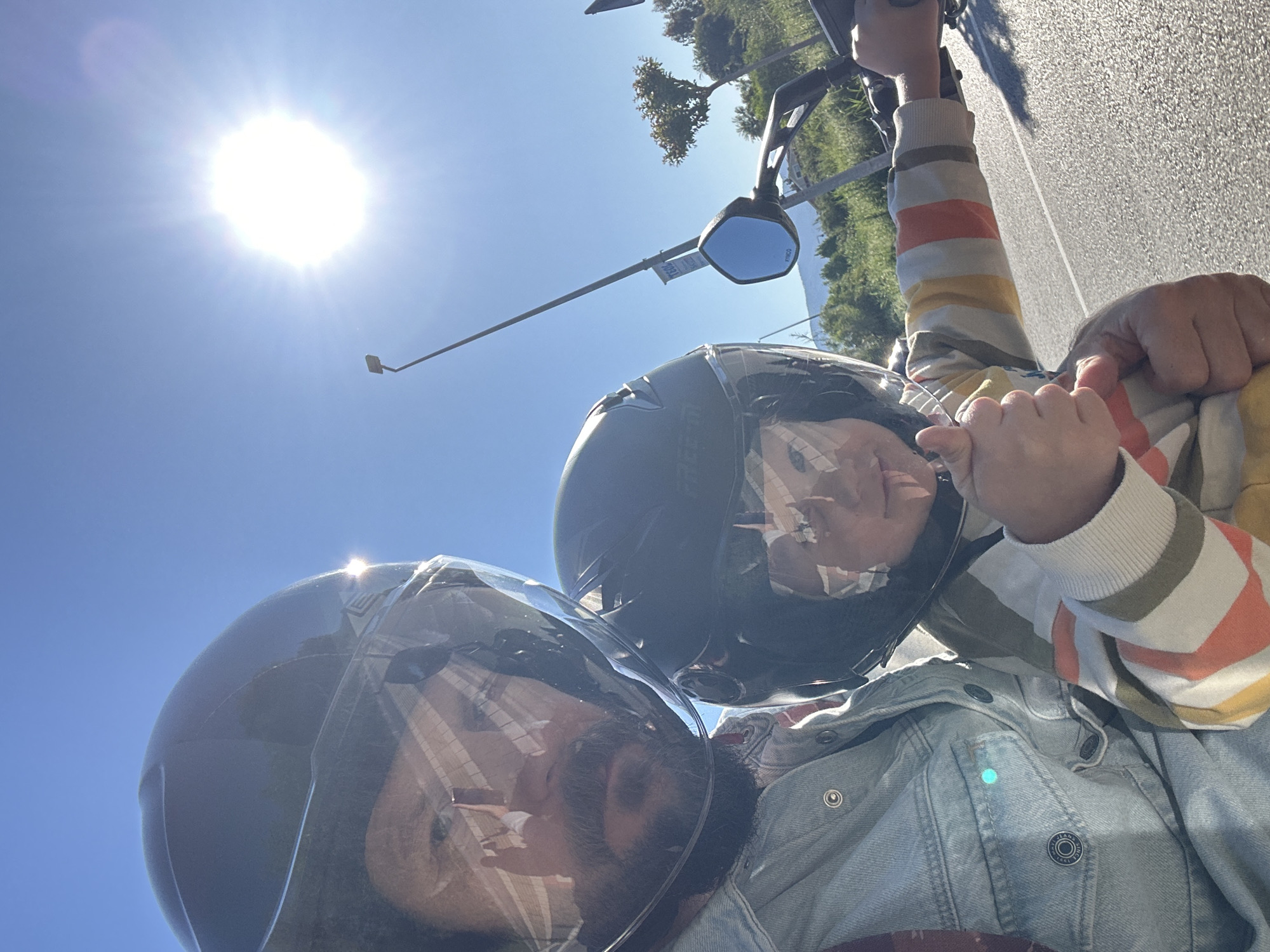 Adult and child spotted on motorcycle in Fethiye, Turkey