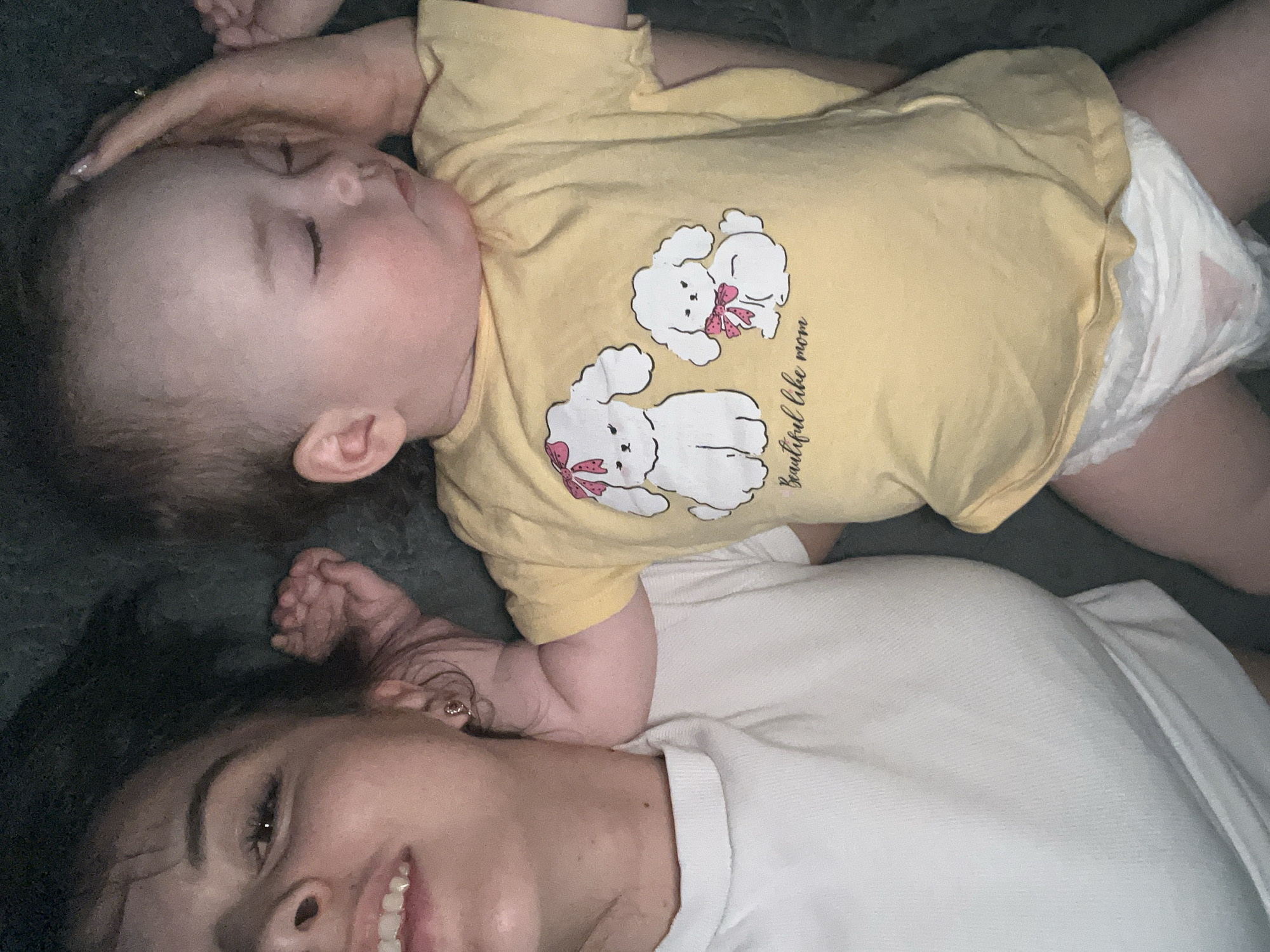 Mother and baby share quiet moment in Shushary home