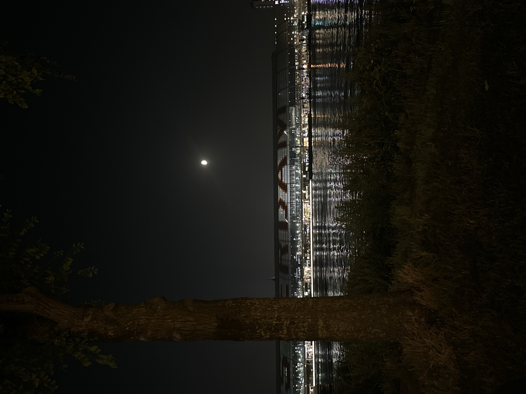 Full moon night along Amsterdam's IJ waterfront