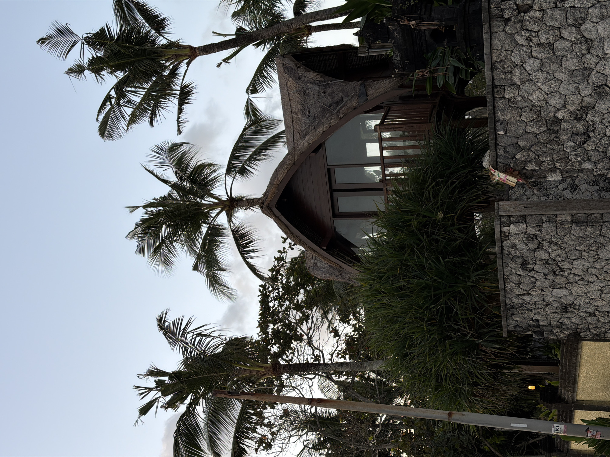 Thatched hut among palms in Mengwi, Bali