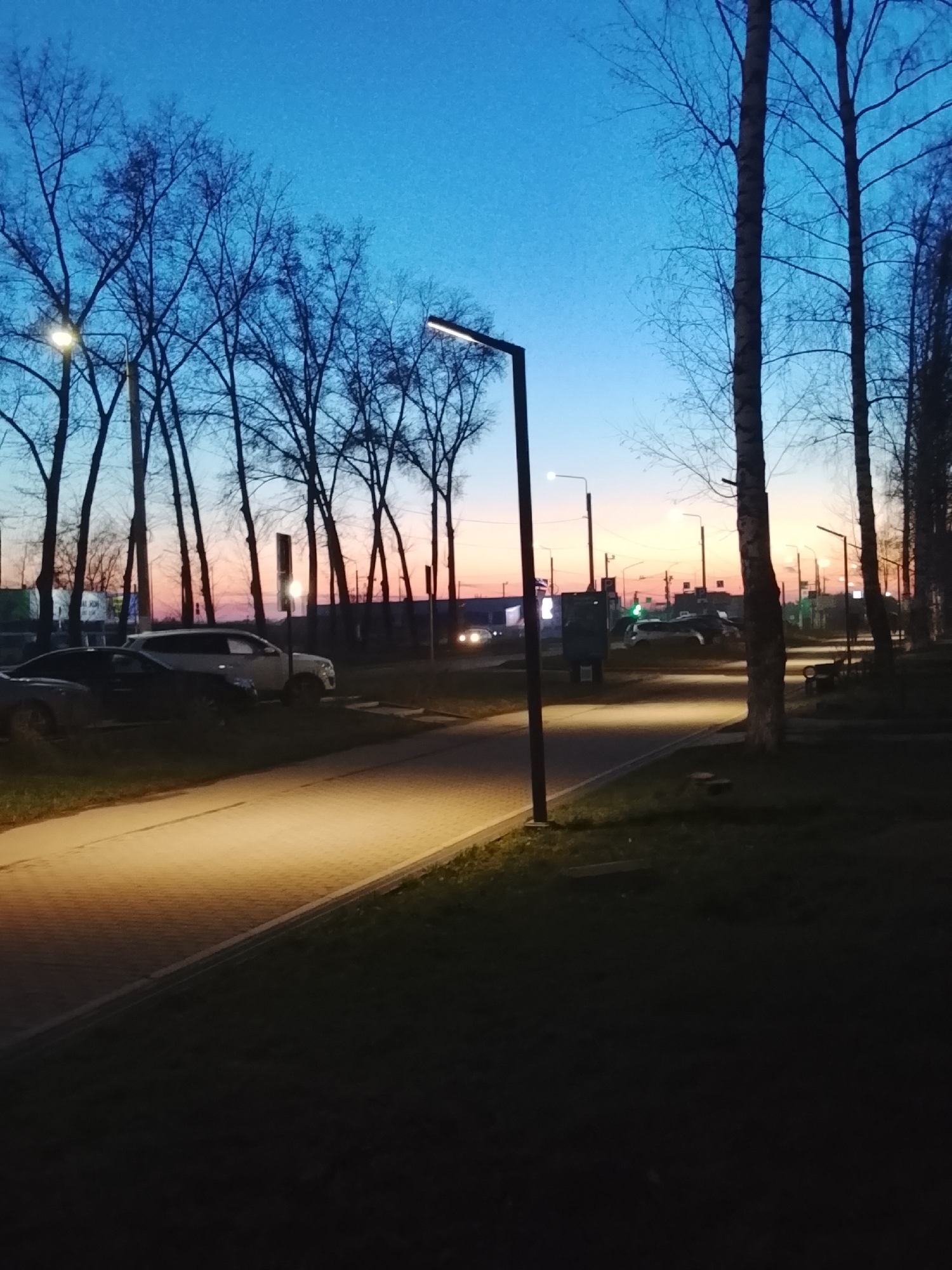 Twilight scenes documented across Chaikovsky, Russia during evening hours