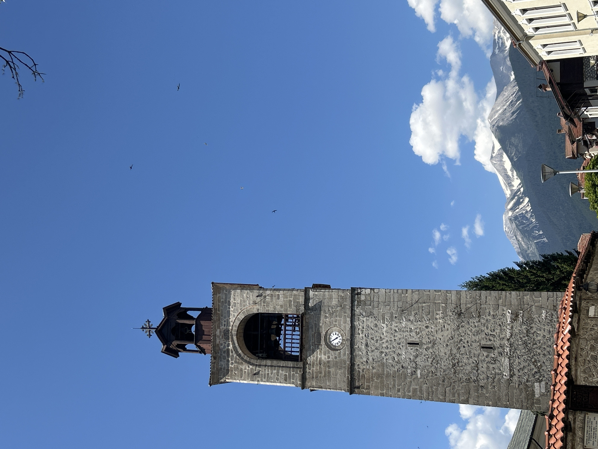 Holy Trinity Church bell tower stands in Bansko, Bulgaria