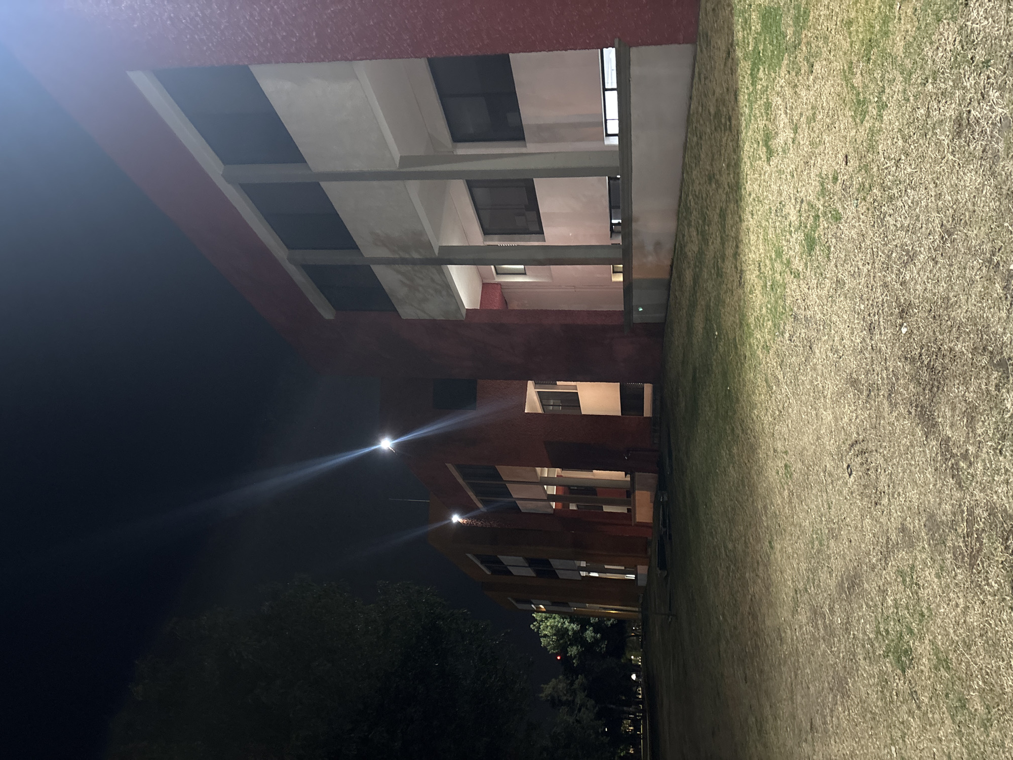 Nighttime documentation of modern building in San Andrés Cholula