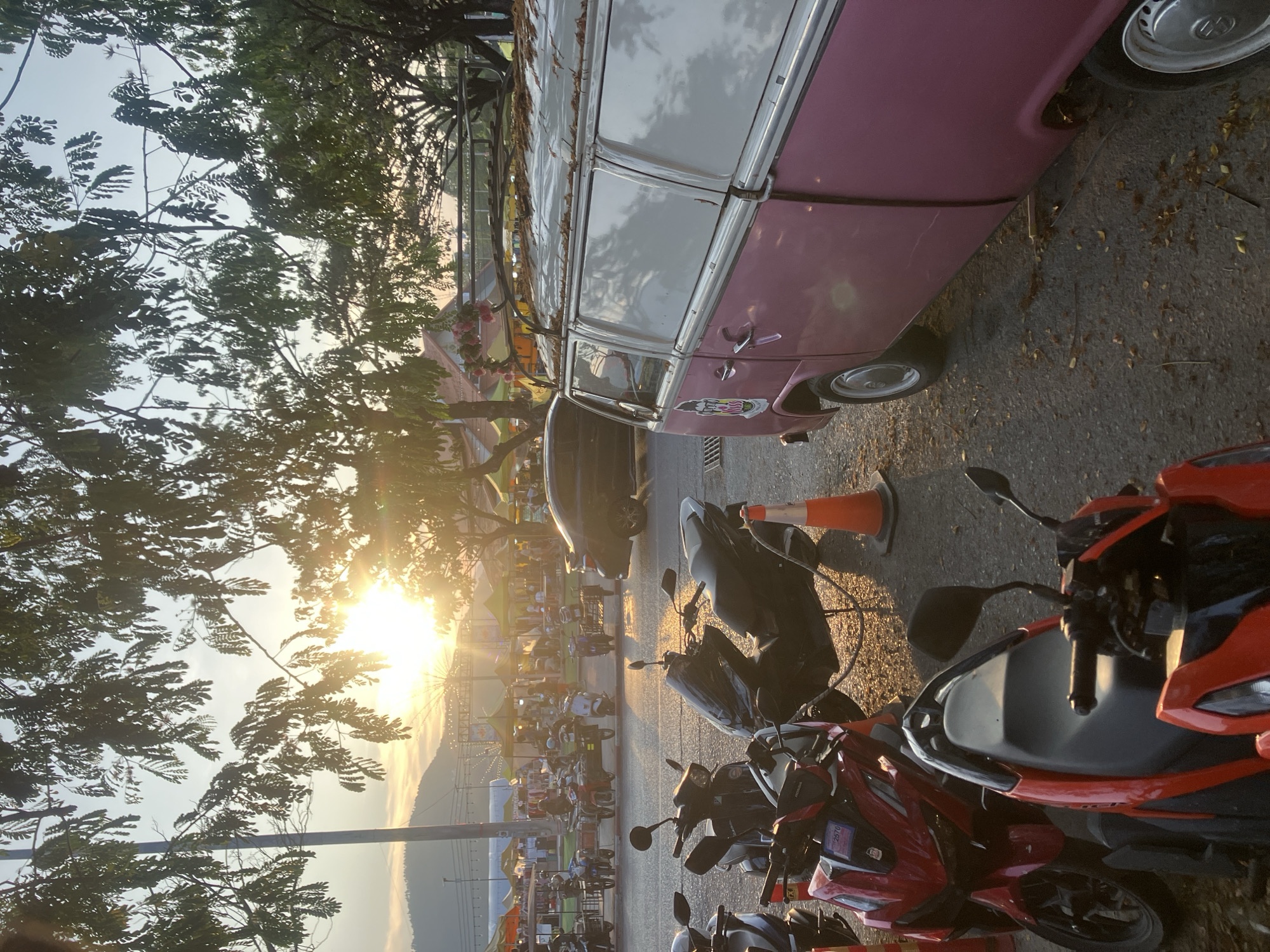 Vintage Volkswagen photographed during golden hour in Thailand