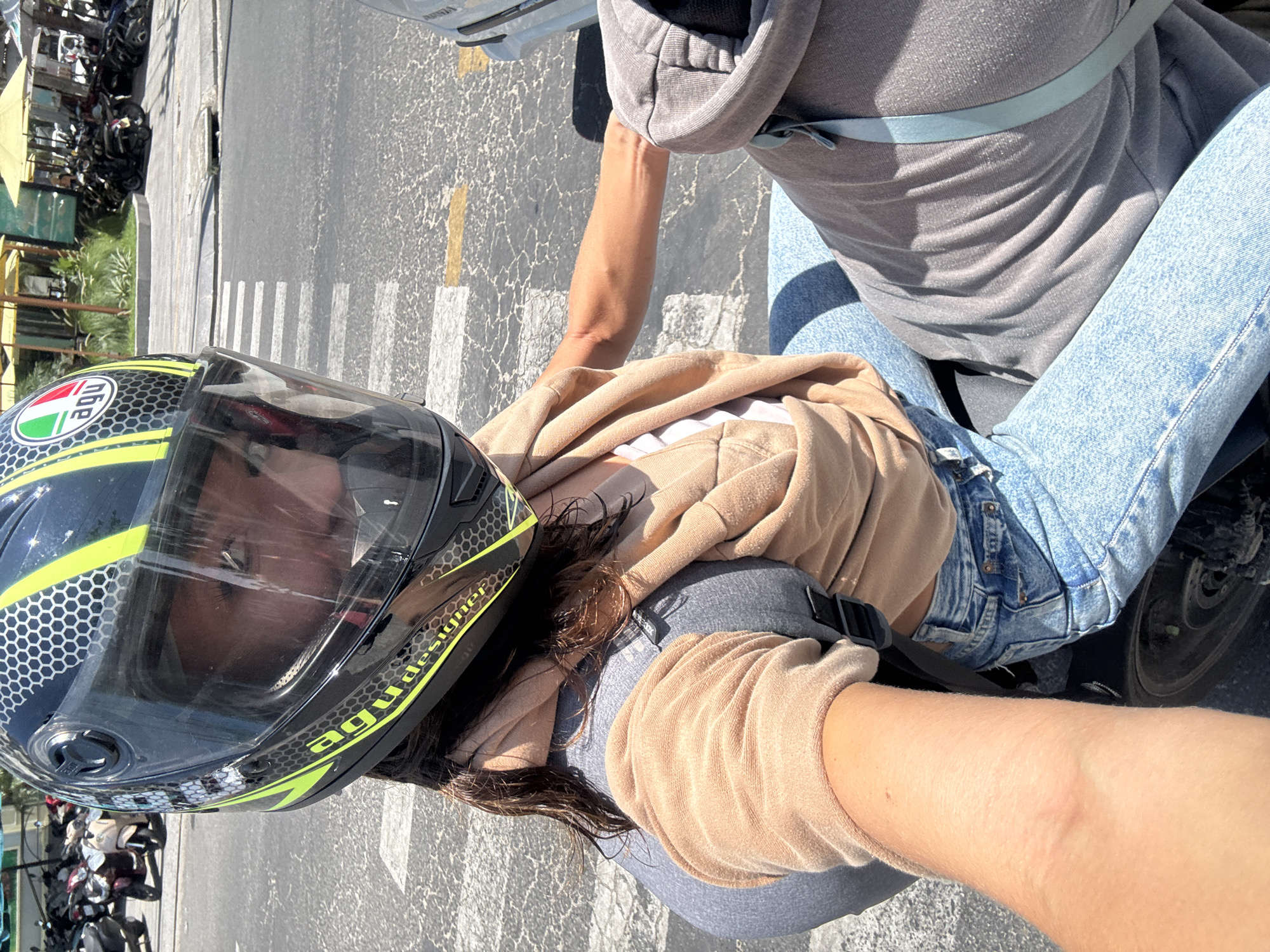 Motorcycle rider travels through Đà Nẵng streets early morning