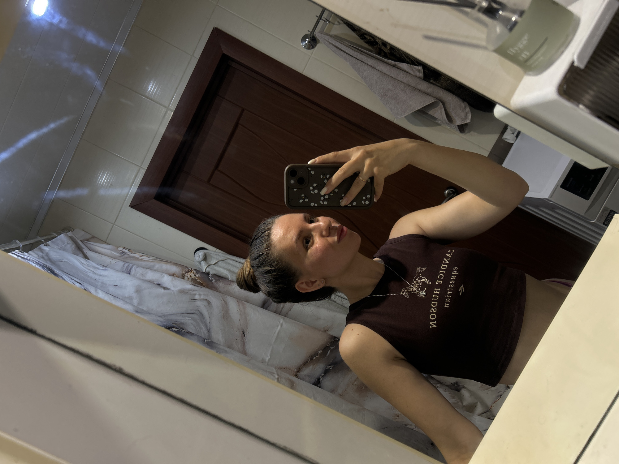 Bathroom mirror selfie session in Klin, Russia
