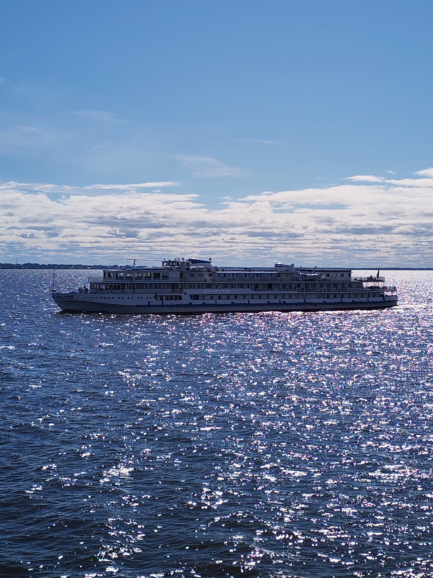 Passenger cruise ship spotted on waters near Belozersk, Russia