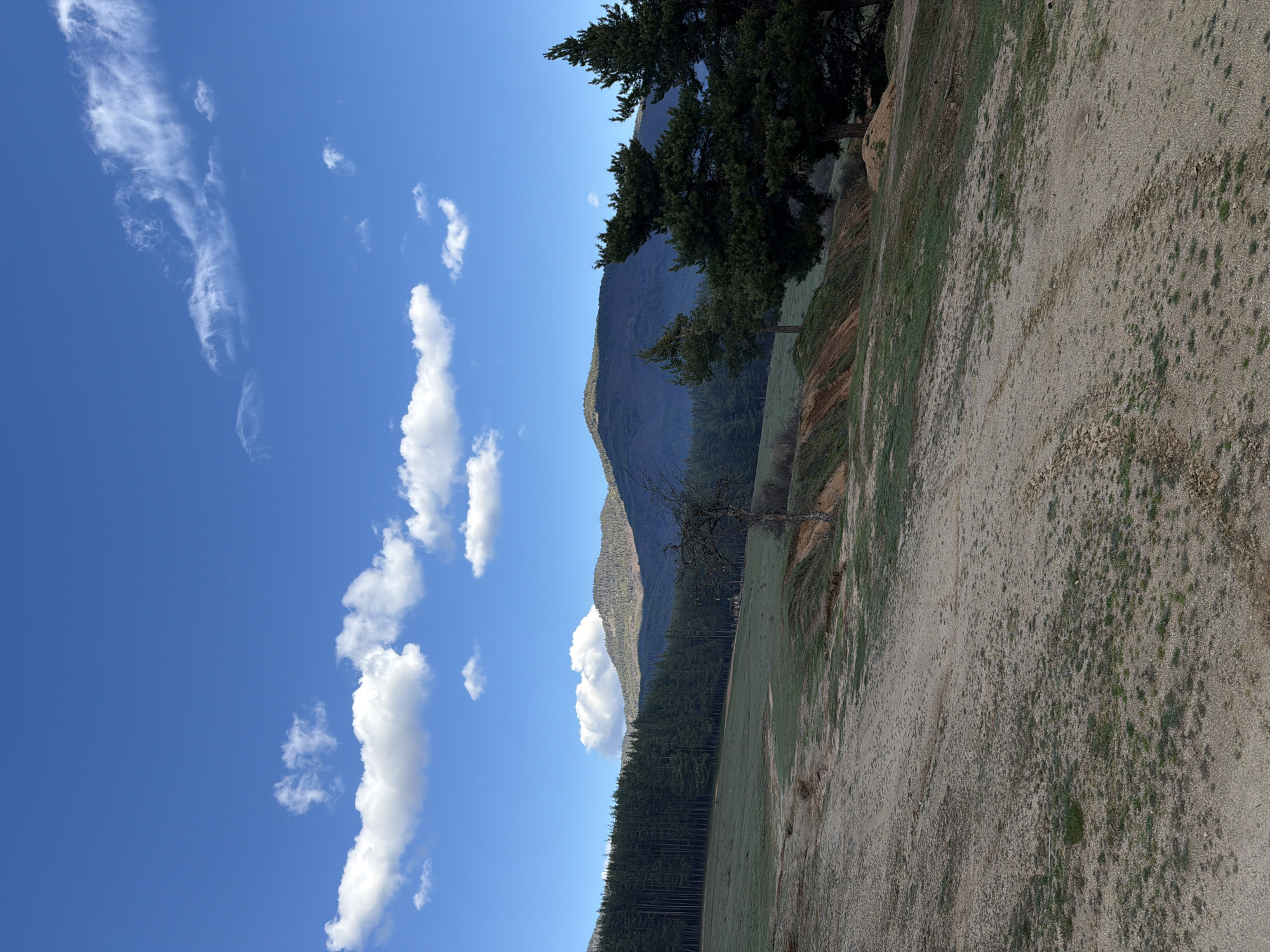 Clear morning skies over forested mountains in Velingrad