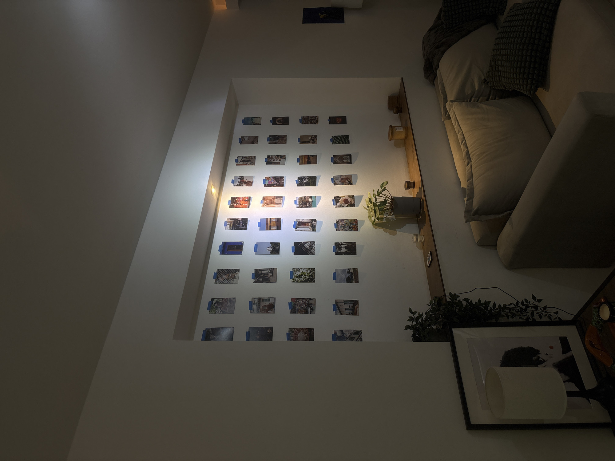 Resident documents home art displays in Mexican living room