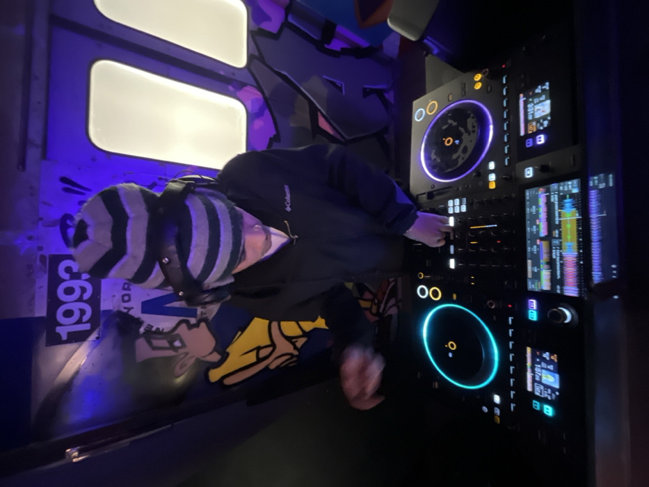 DJ performs with professional equipment in Barcelona Sunday evening