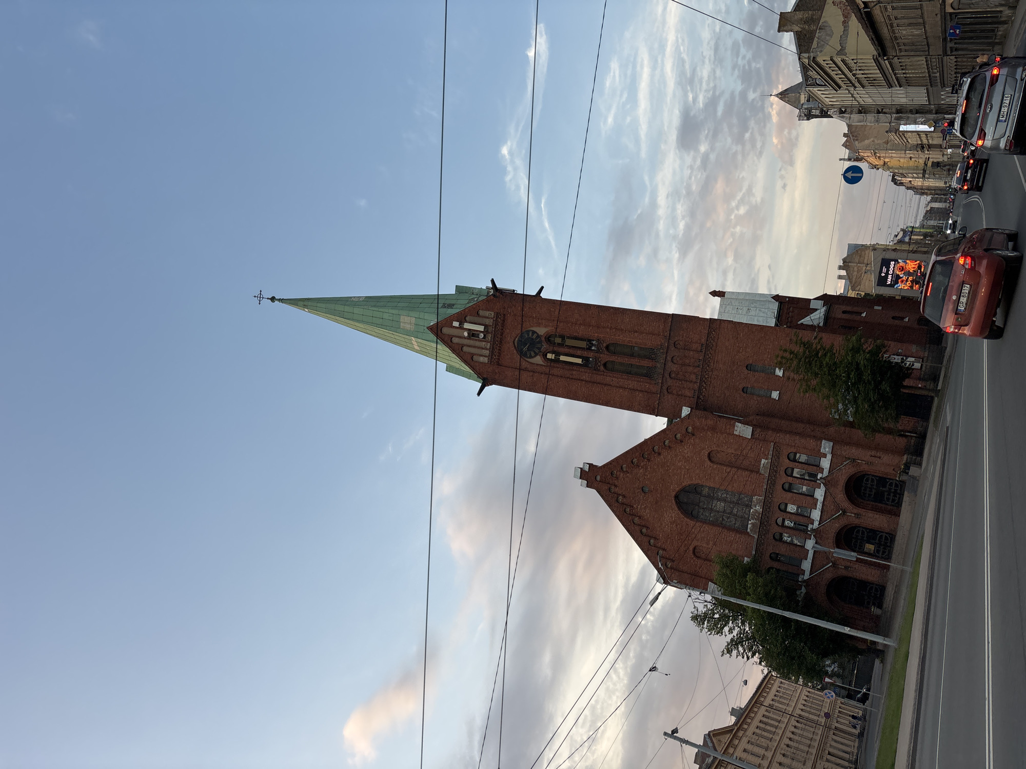 Riga church tower and a cold Latvian beer, same evening