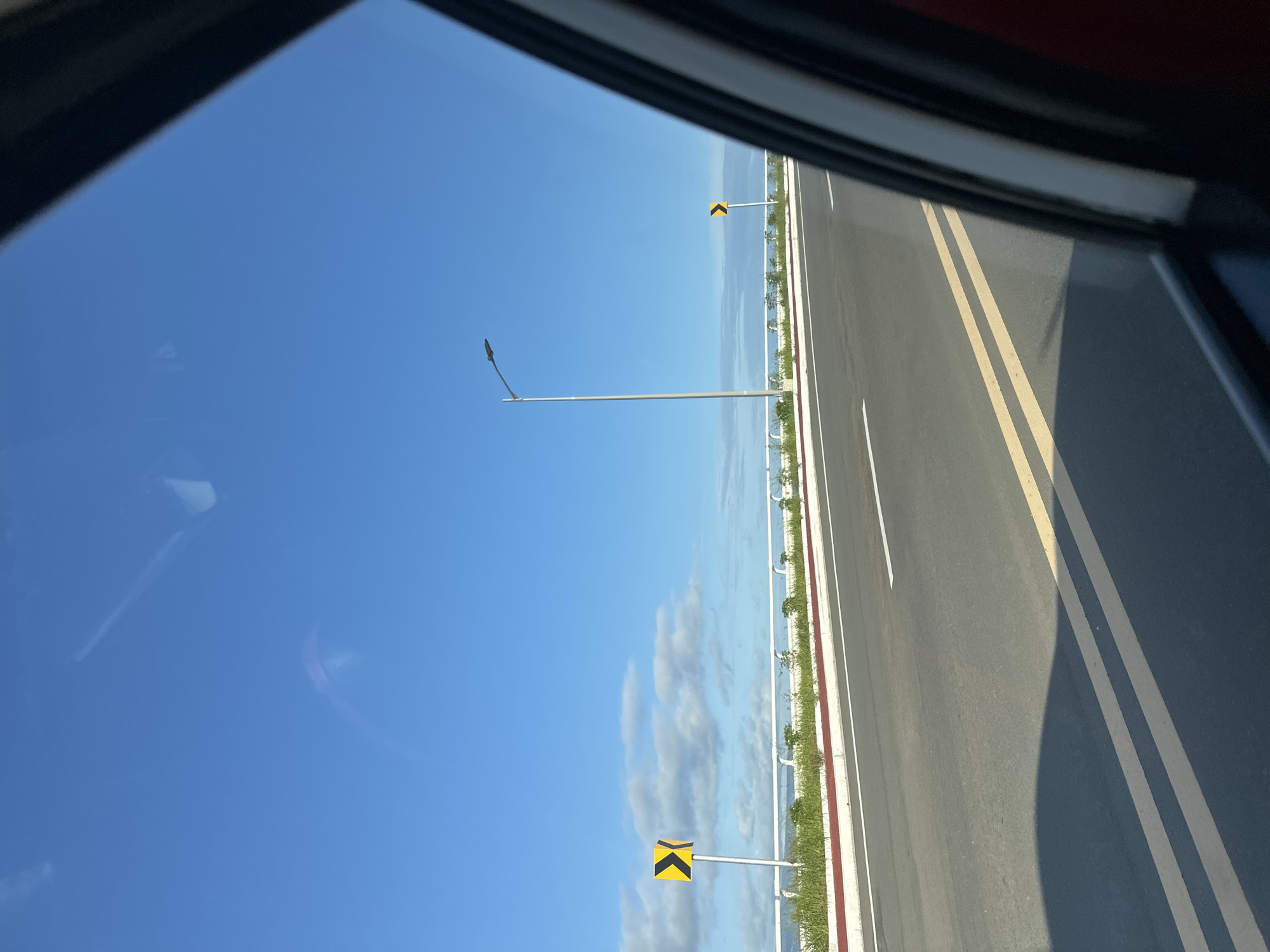 Vehicle crosses cable-stayed bridge in Davao City during morning commute