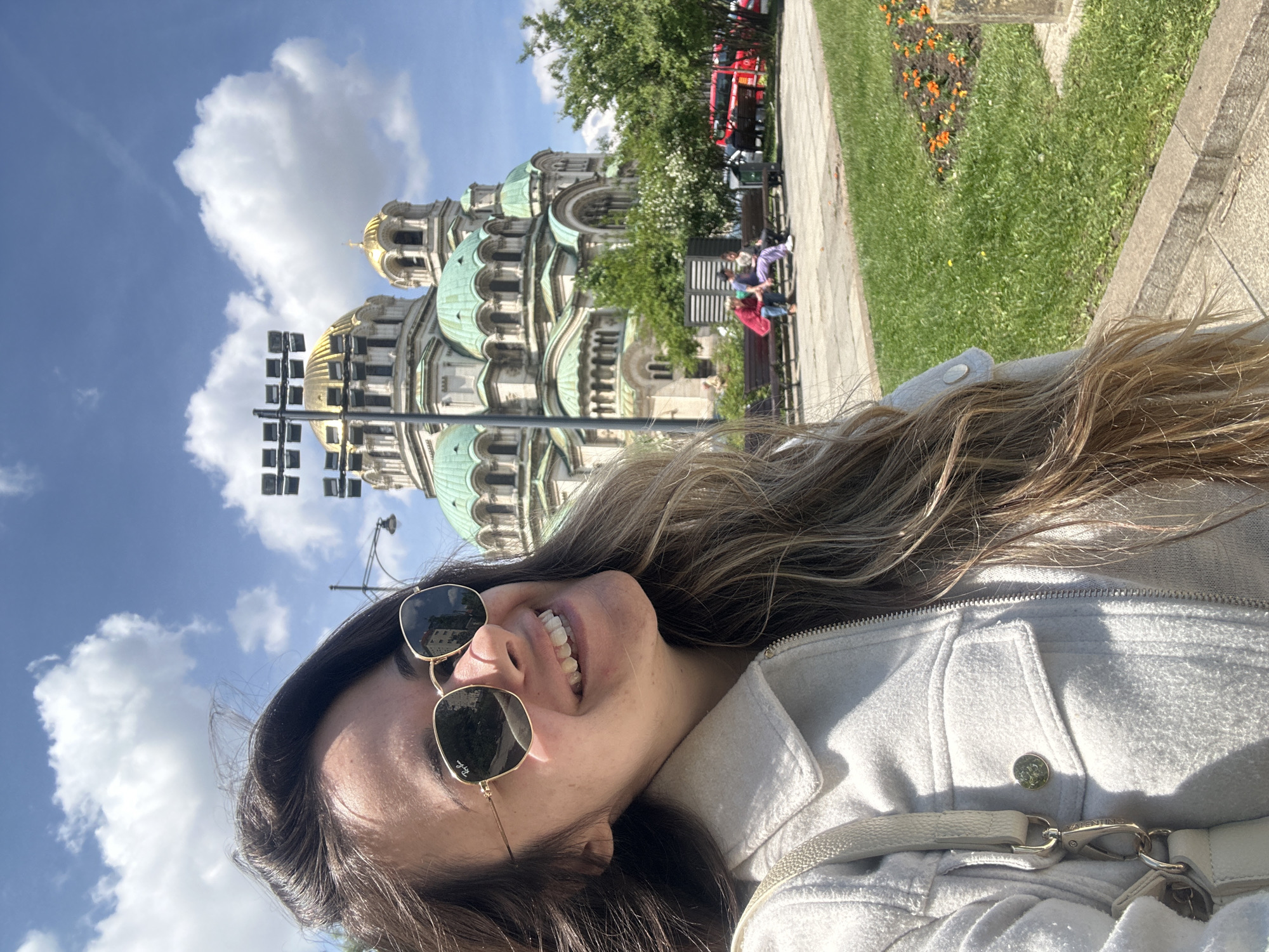 Morning activity captured around Sofia's Alexander Nevsky Cathedral