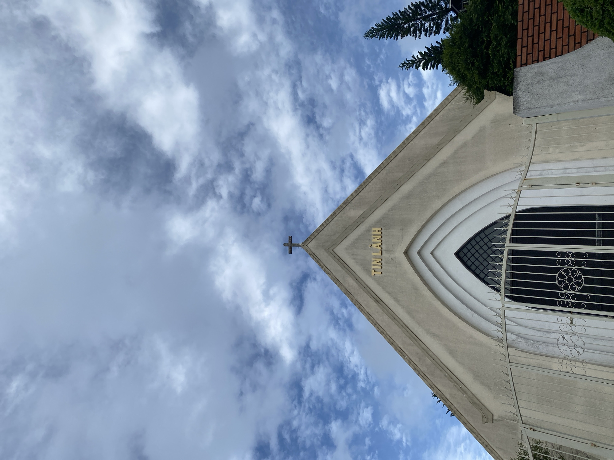 Church architecture and street murals in Da Lat, Vietnam