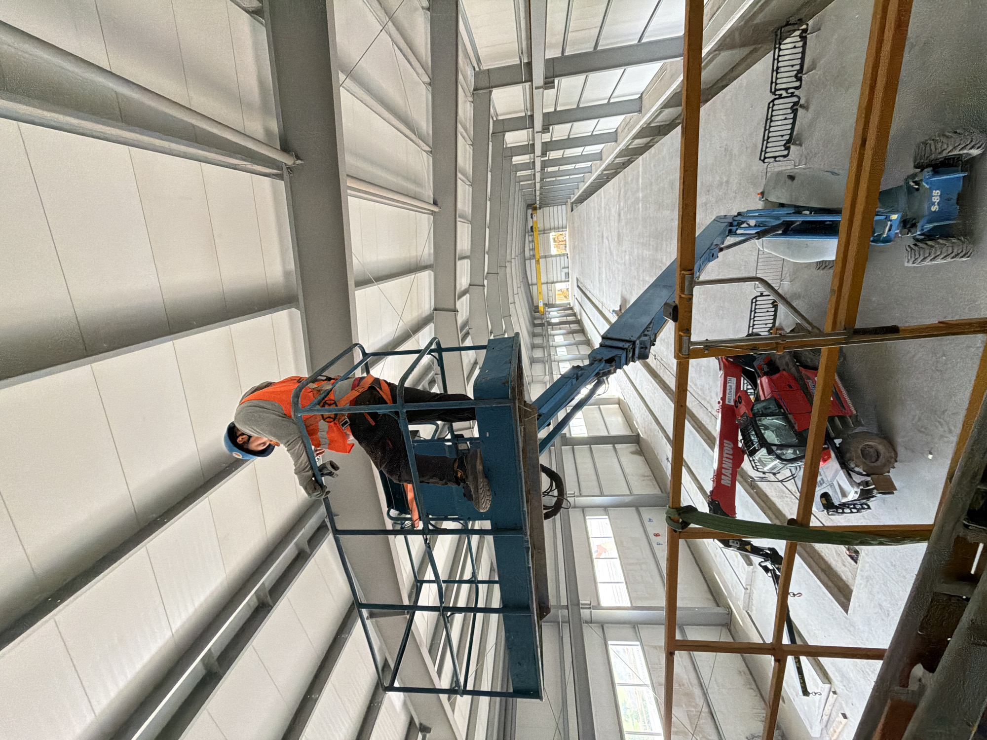 Industrial building under active construction in Janowice, Poland
