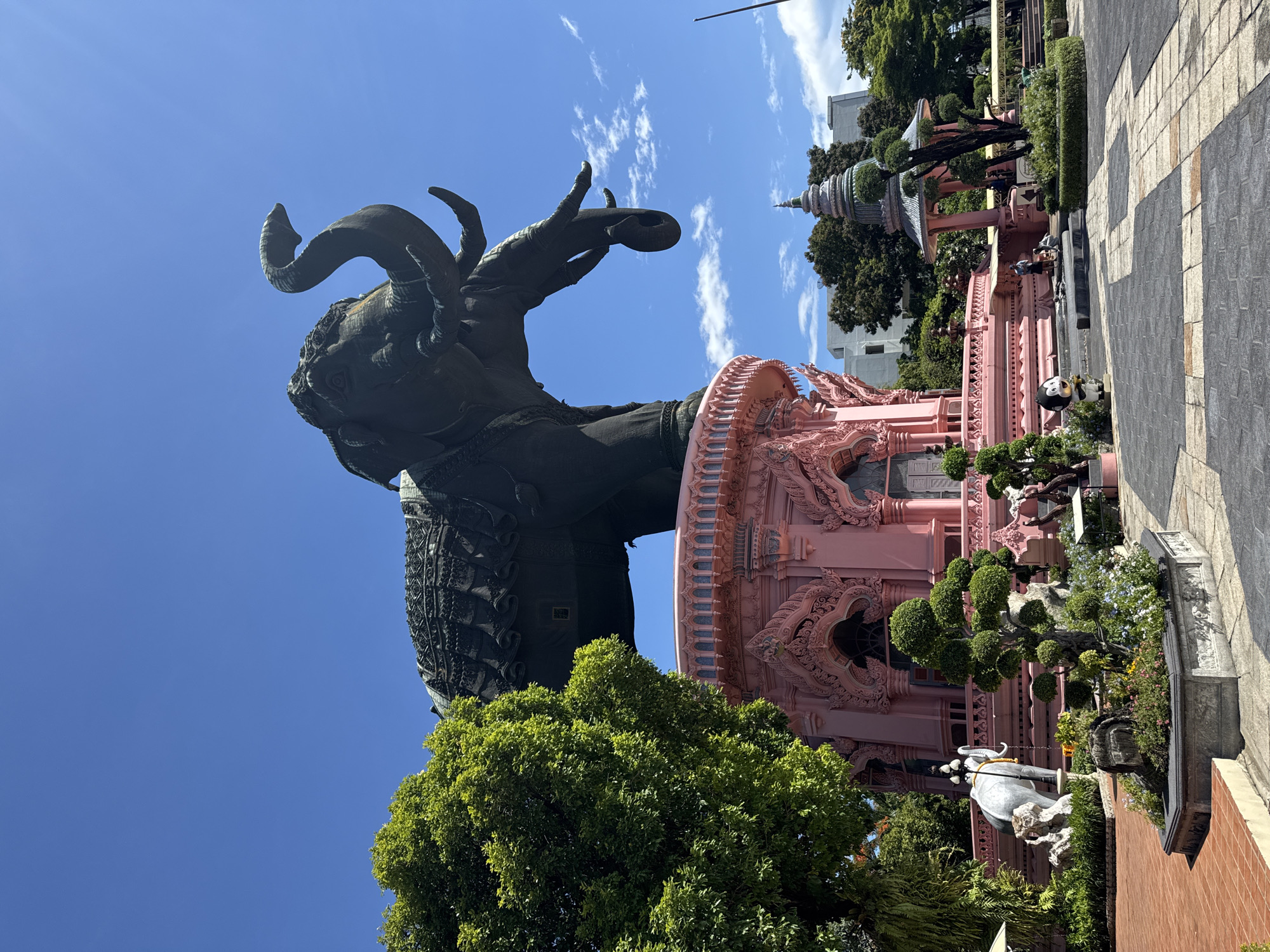 Visitor documents Erawan Museum's ornate architecture and elephant statuary