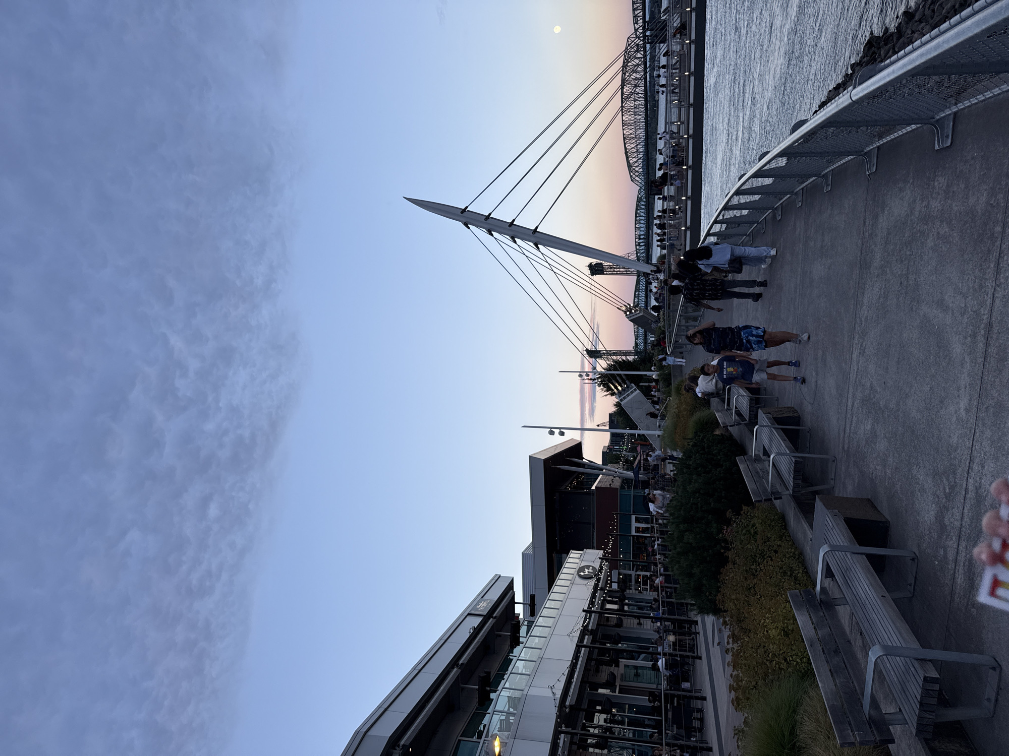 Twilight walk along Vancouver's waterfront bridge, with a religious detour