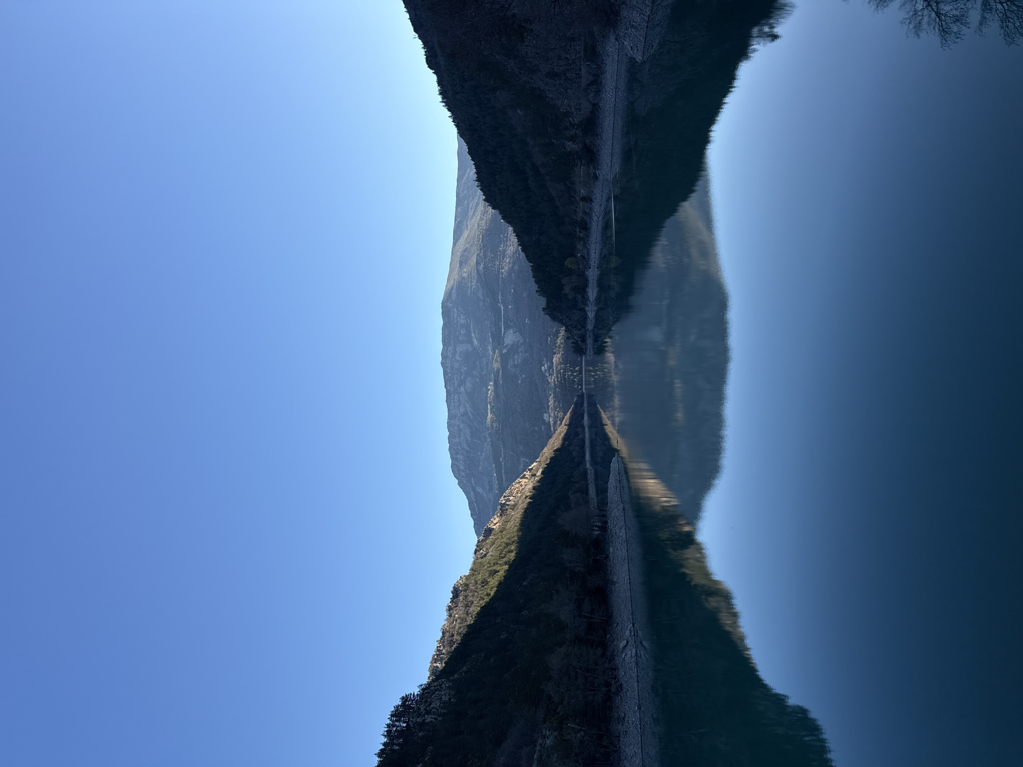 Morning lake reflections captured near Castellane, French Alps