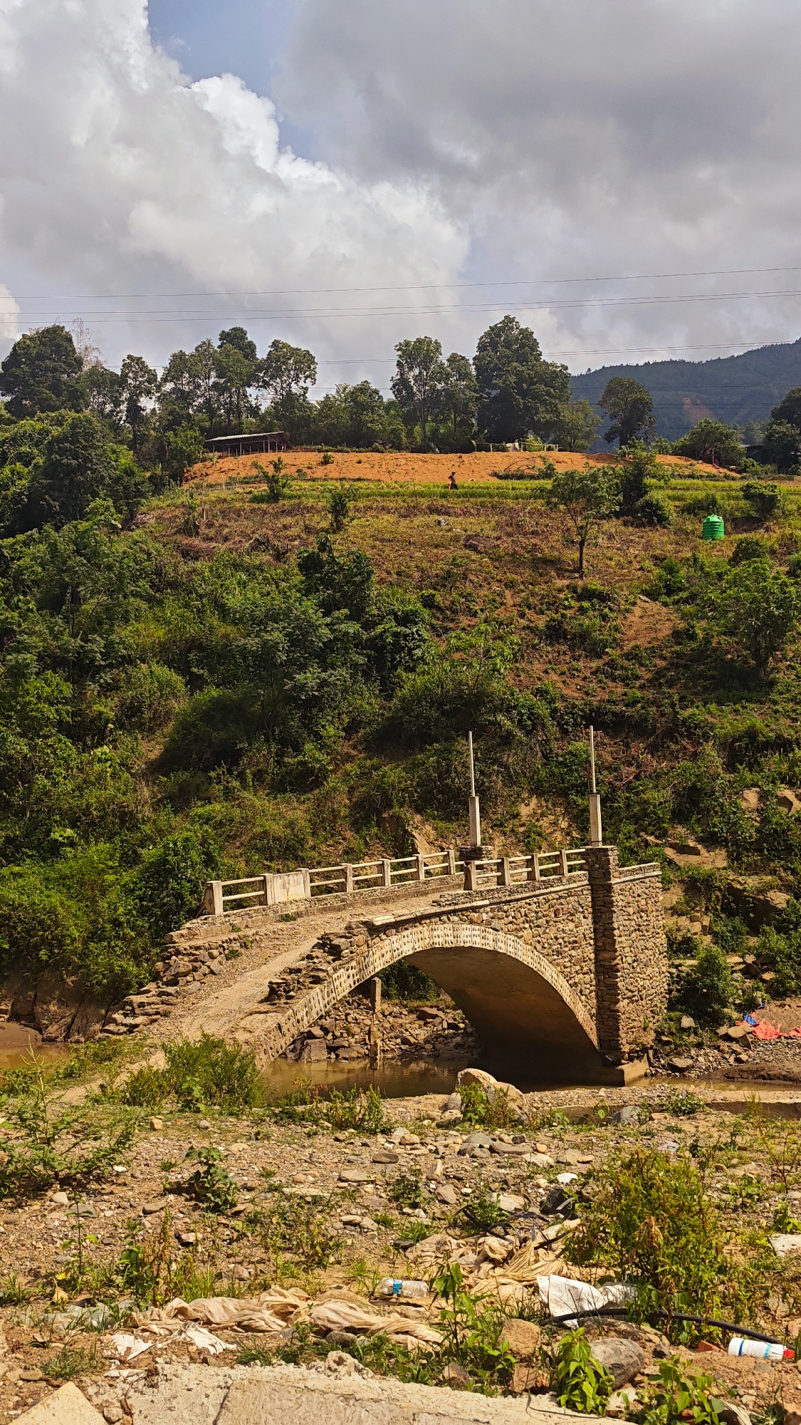 Stone bridge documented in rural Vietnam mountains