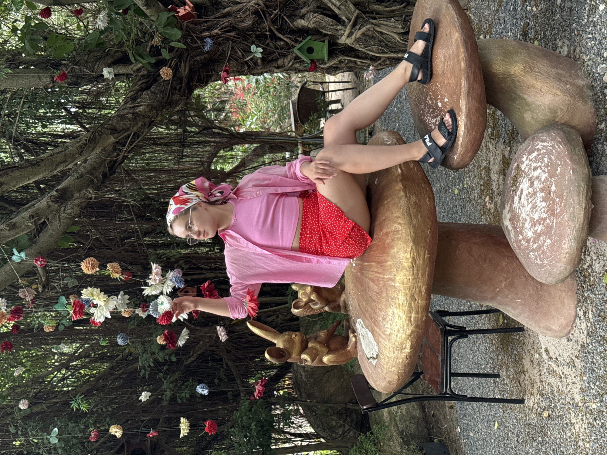 Woman visits whimsical mushroom sculpture garden in Nam Nha Trang