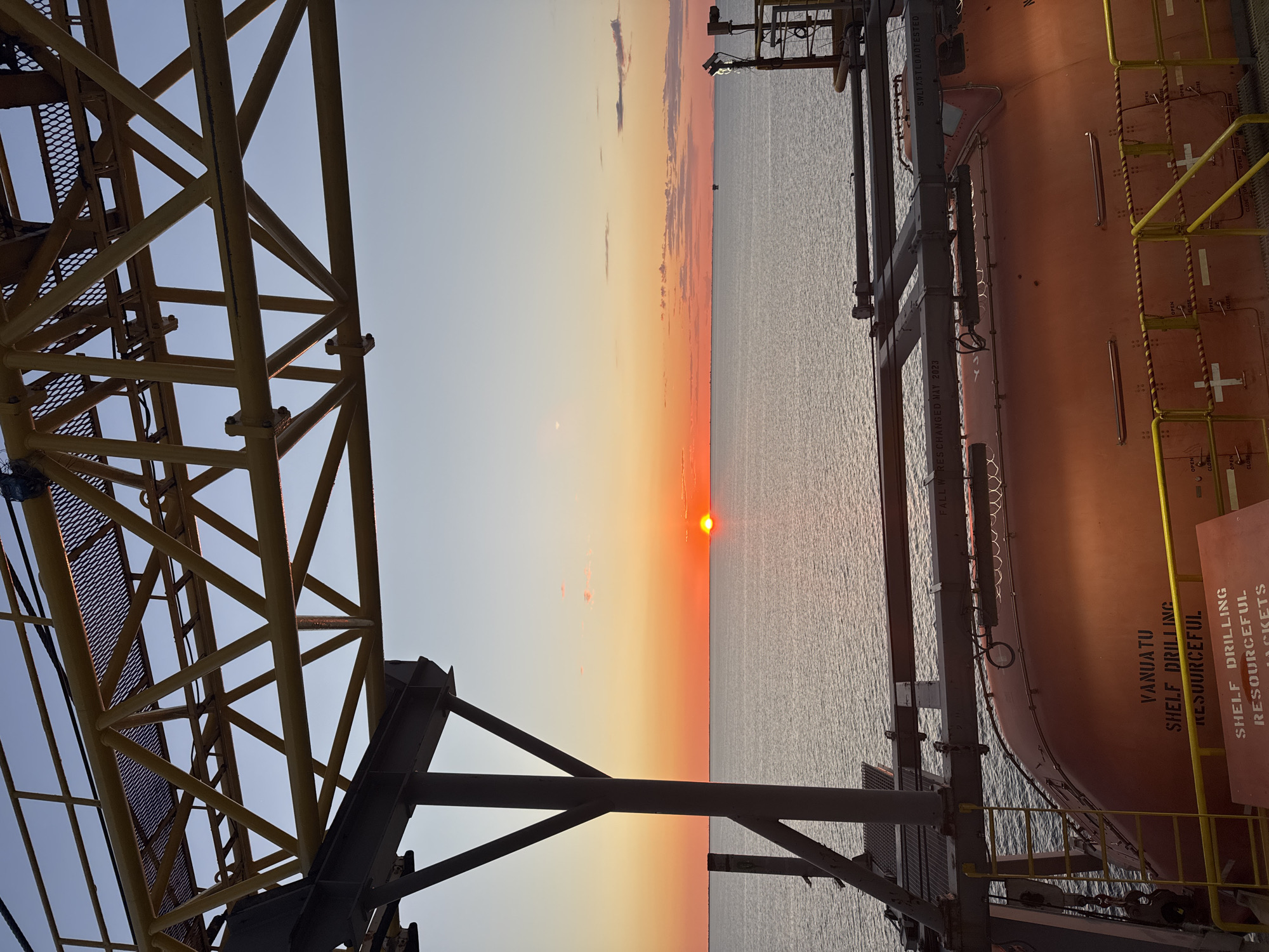 Sunset observed from offshore platform near Marina di Ravenna