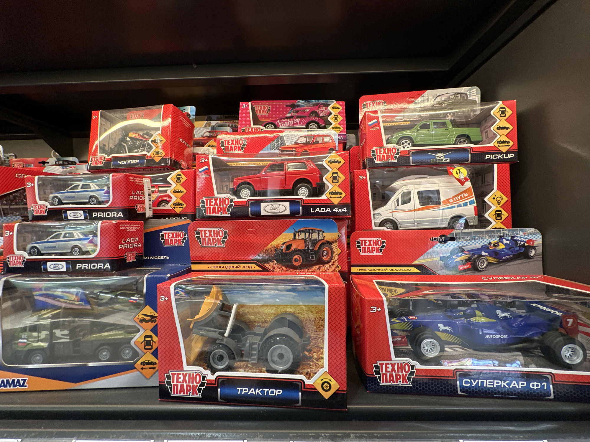 Tourist shops in Saint Petersburg showcase toys and figurines
