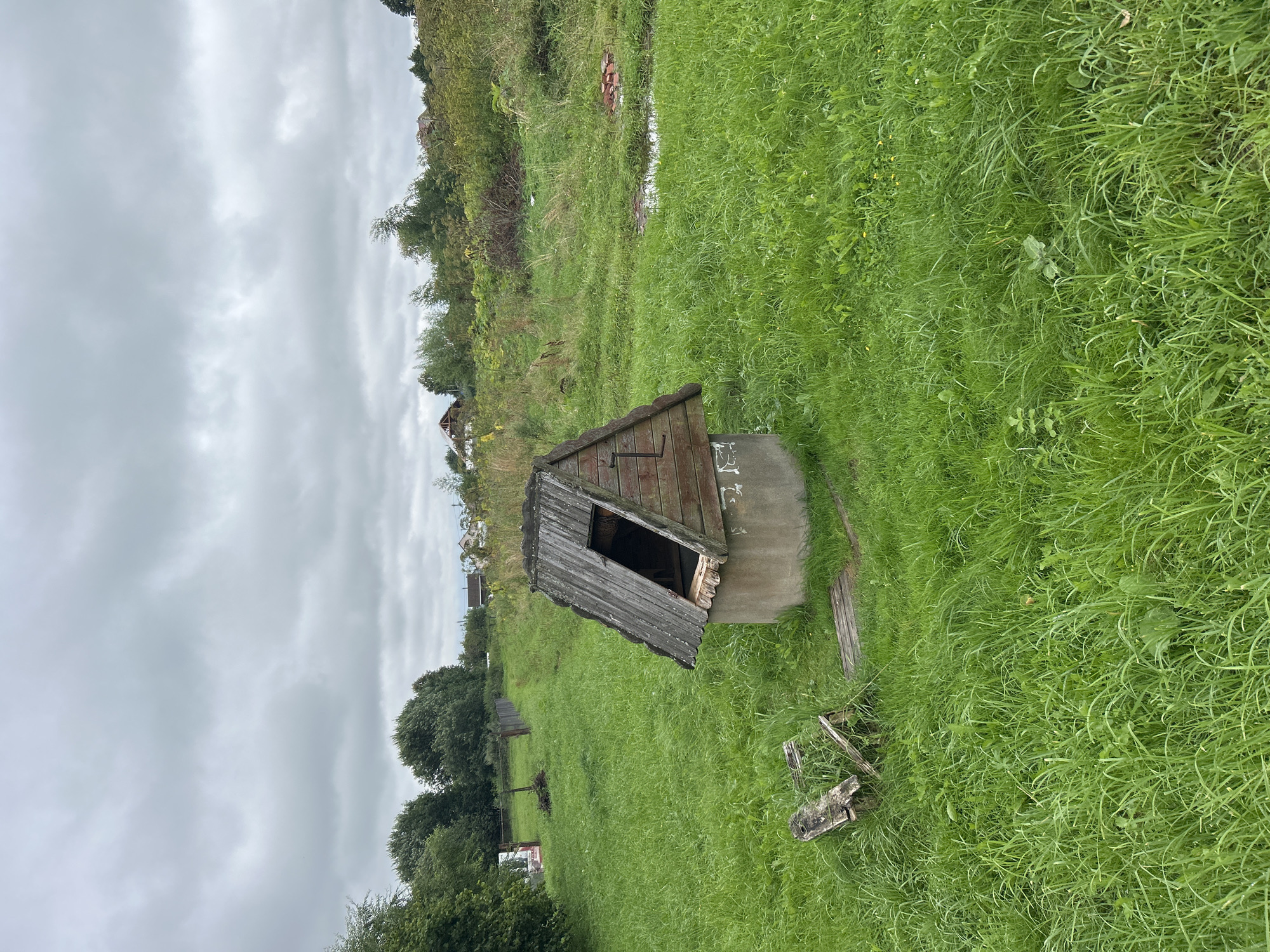 Quiet summer morning walk through a Russian village