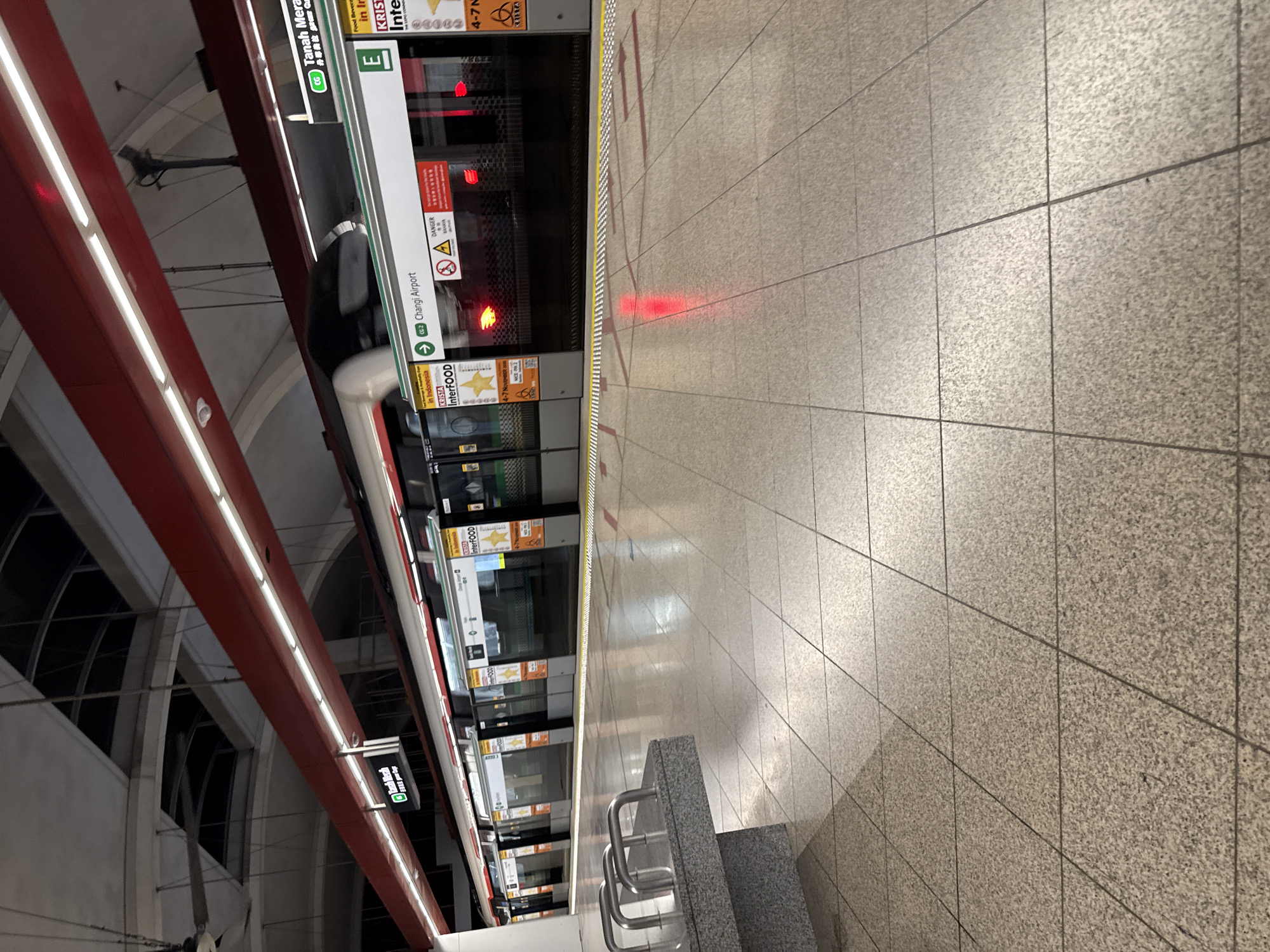 Singapore subway train spotted at platform heading to Changi Airport