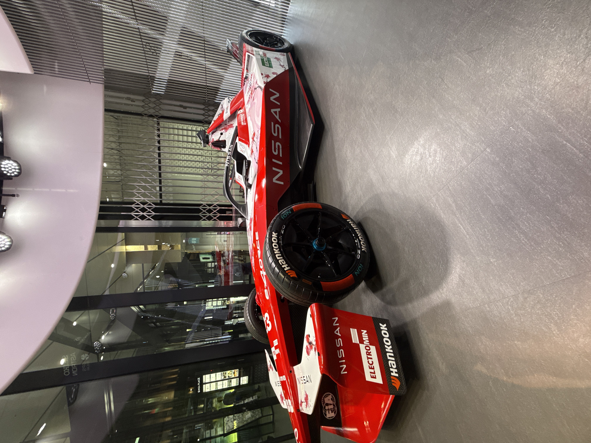 Formula E car display, nighttime Ginza scenes documented in Chuo