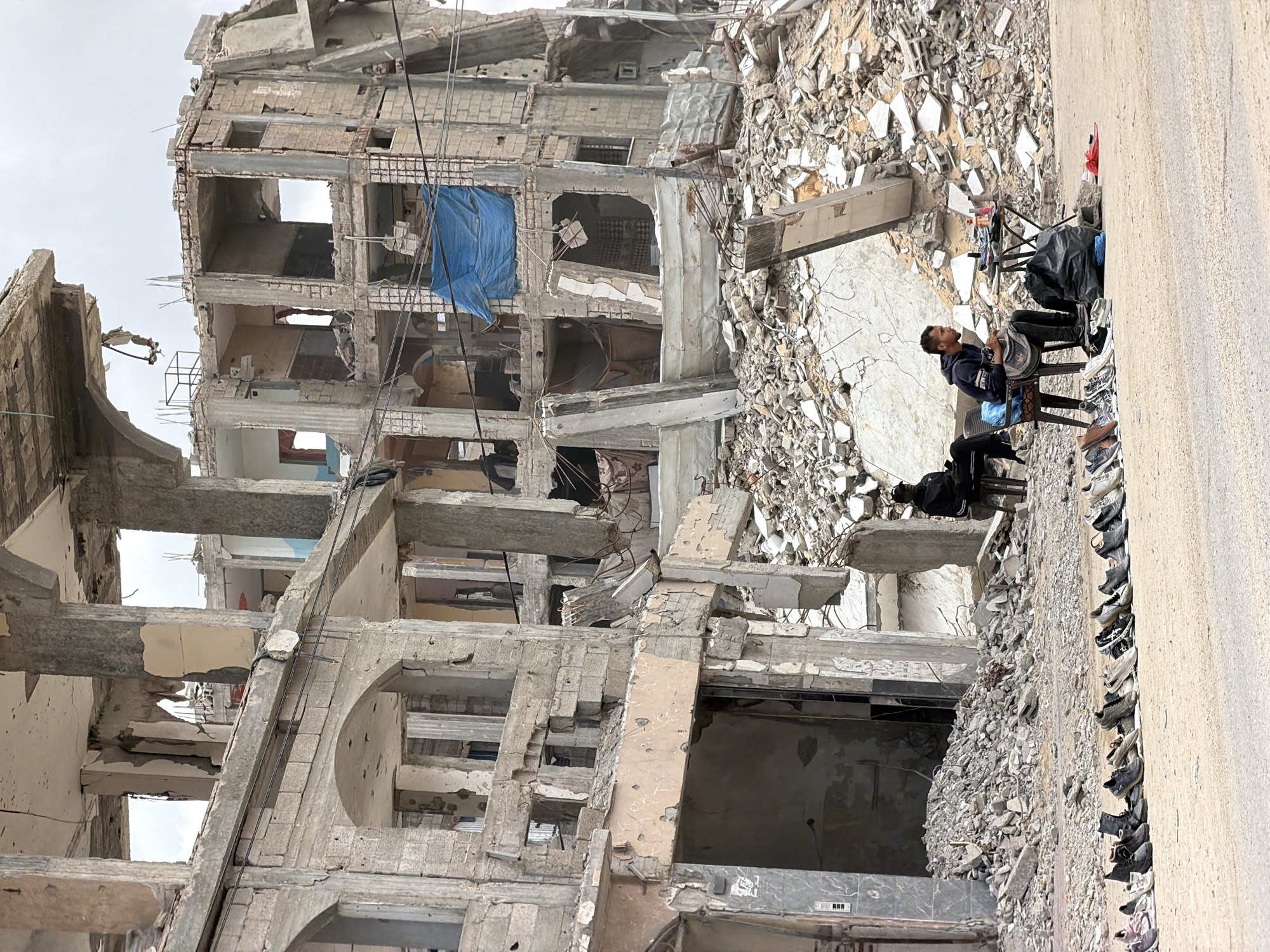 Severely damaged building observed in Gaza City