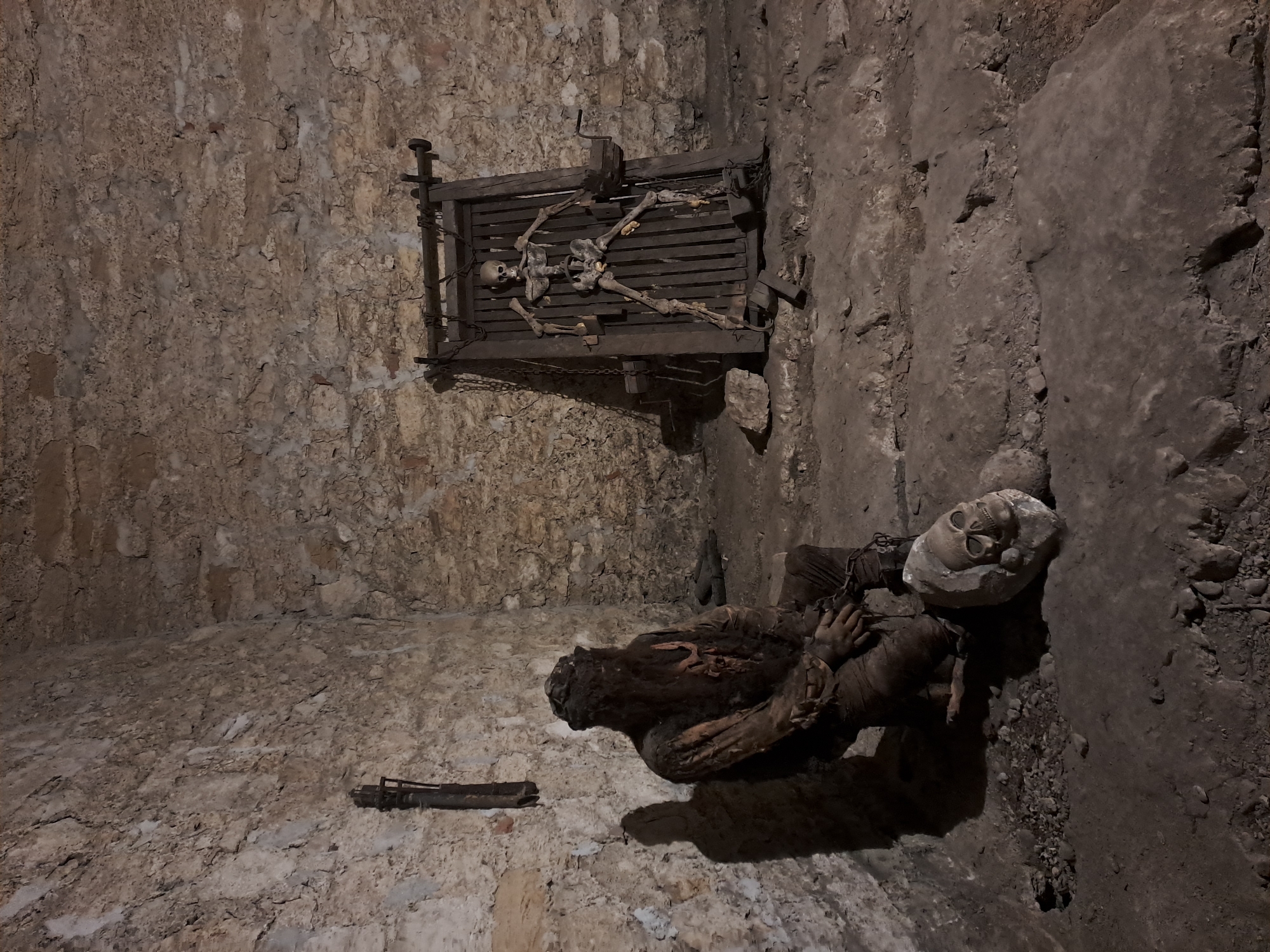 Tourist explores medieval Baba Vida fortress in Bulgaria