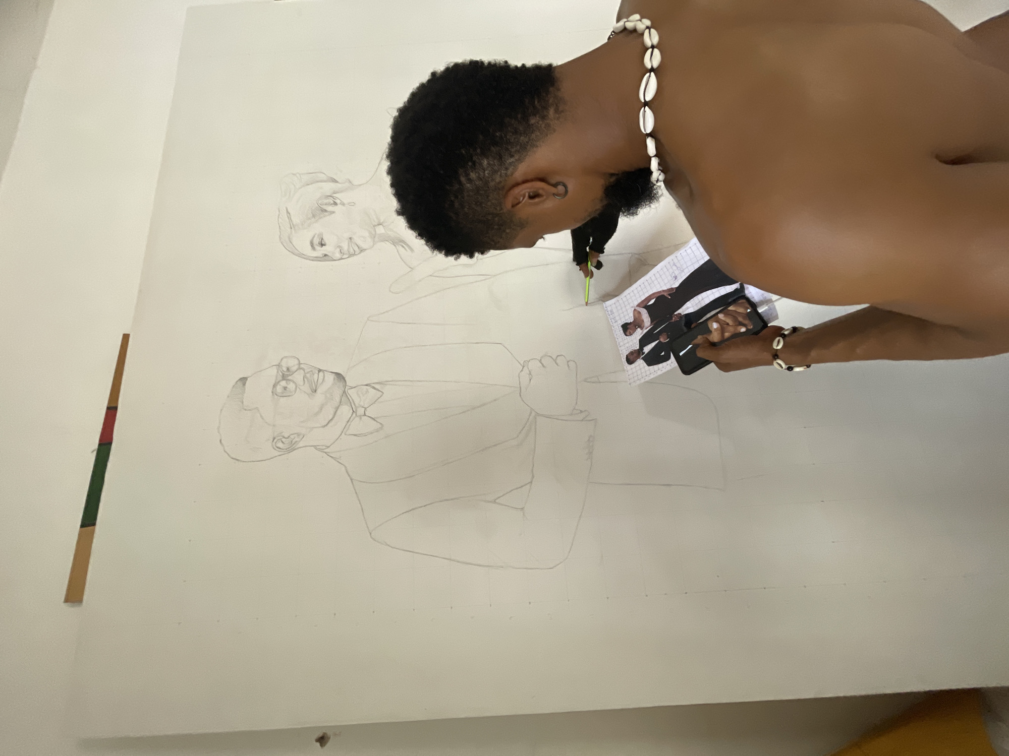 Artist creates formal portrait drawing in Ado, Nigeria