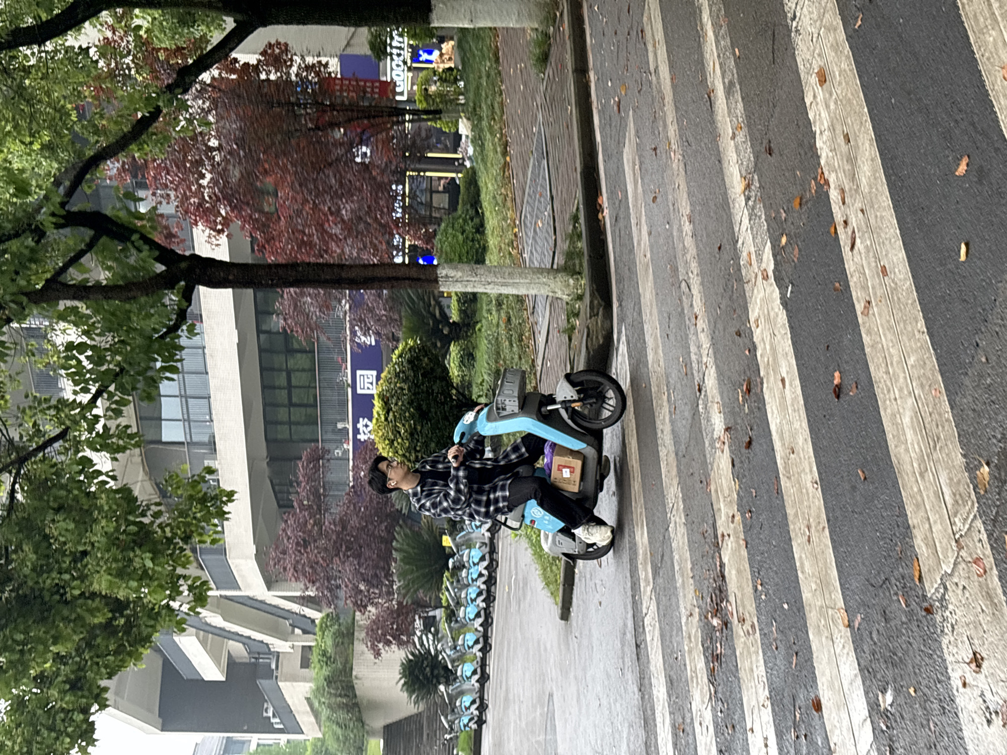 Morning scooter activity observed in Jiangjin crosswalk area